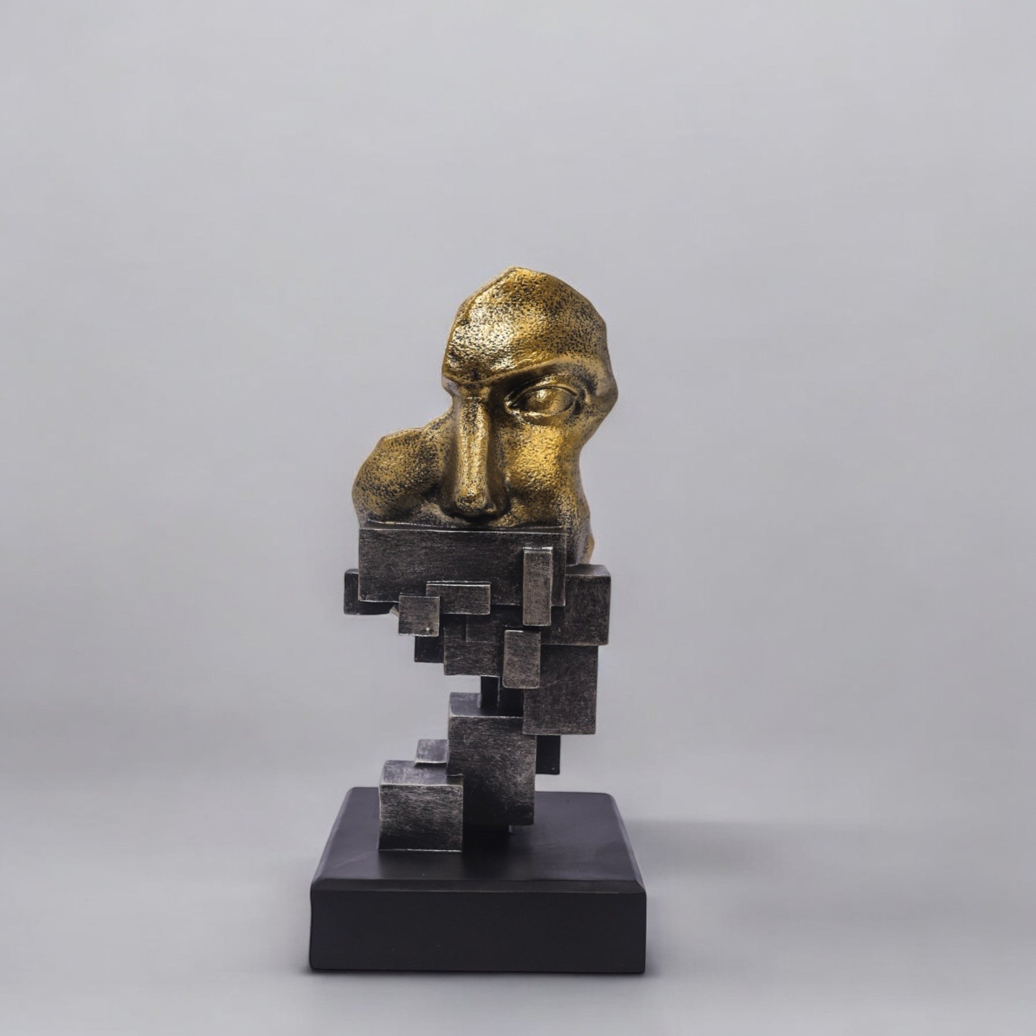 Modern Abstract Face | Contemporary Gold Black Art | Divine Dekor