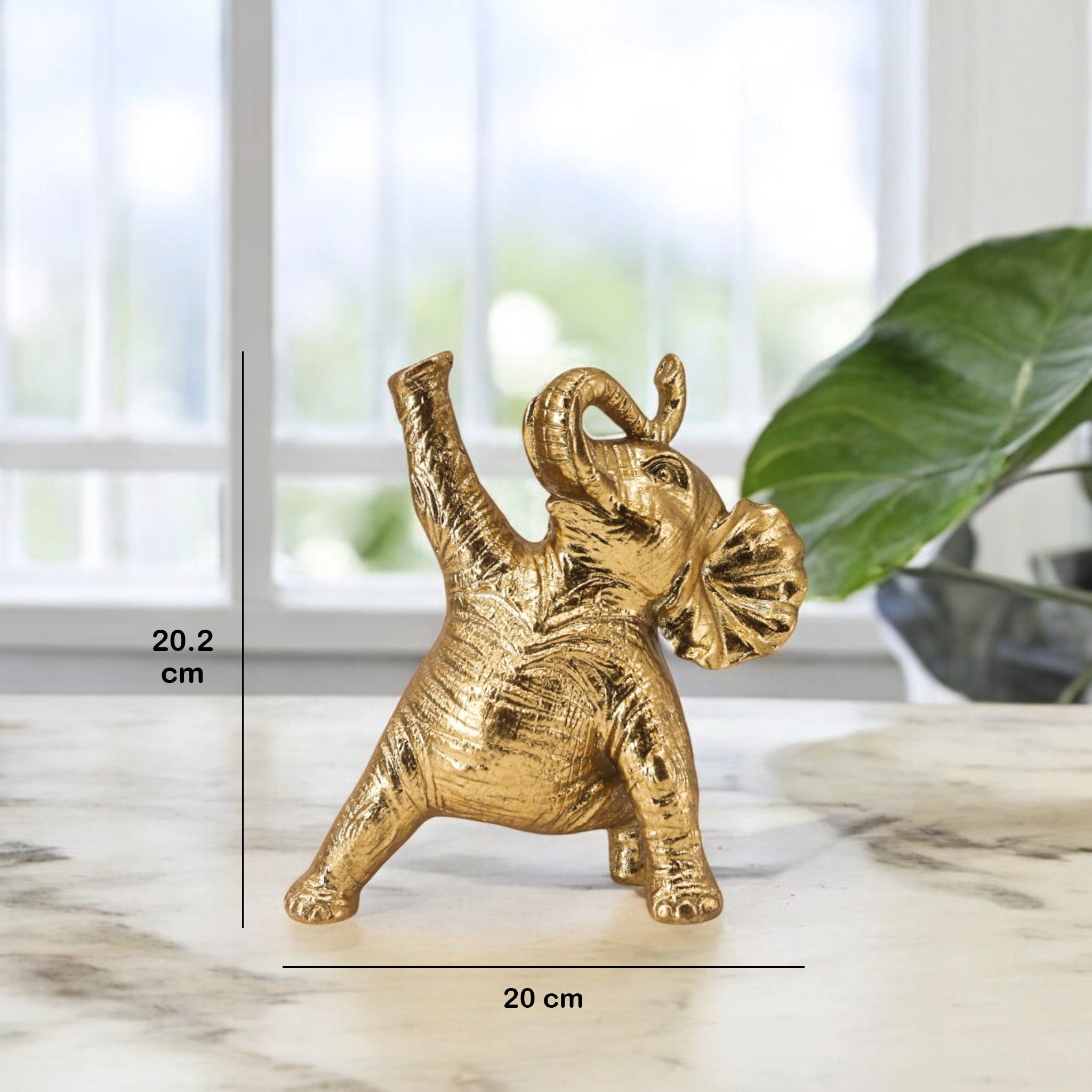 Joyful Golden Elephant Sculpture | Lucky Modern Decor | Divine Dekor