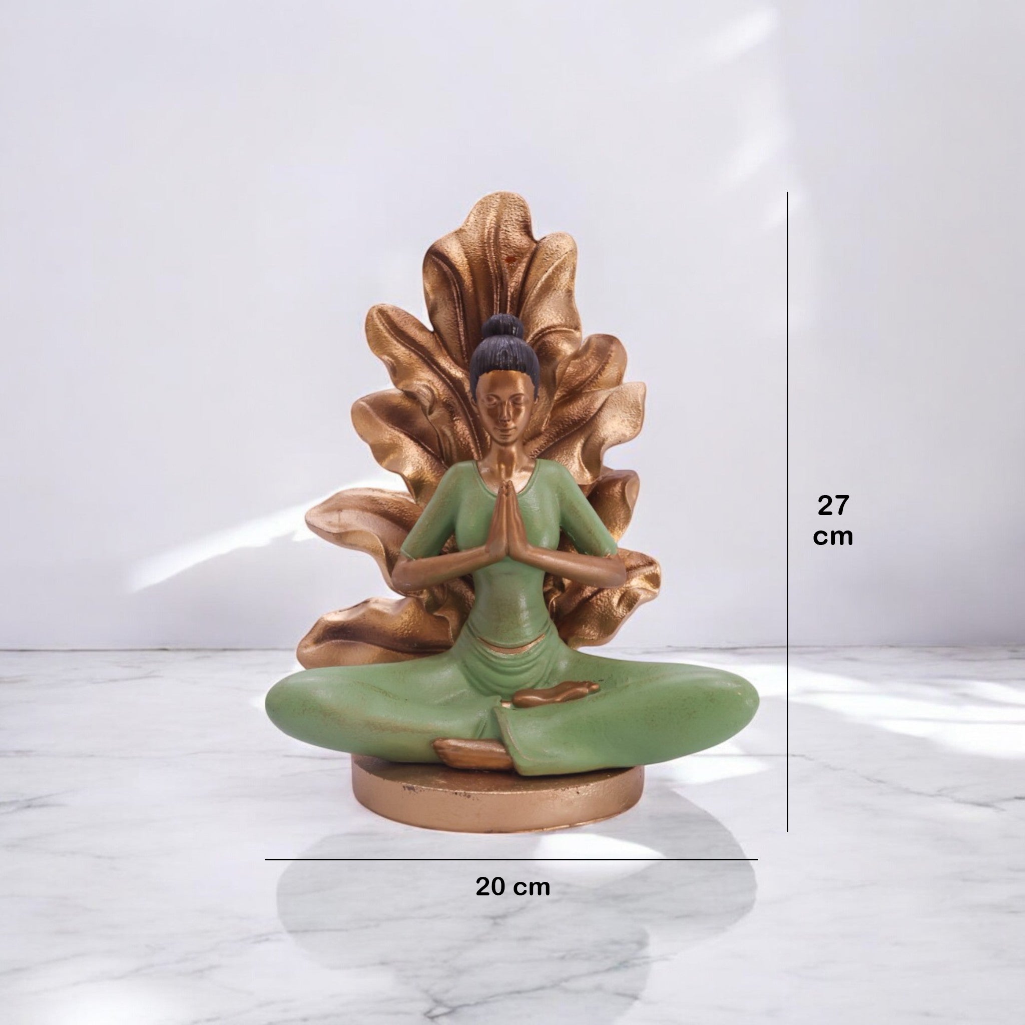Divine Dekor Lotus Meditation Buddha Statue | 25.3cm Zen Garden Sculpture | Spiritual Home Decor | Modern Yoga Art (Sage-Gold)