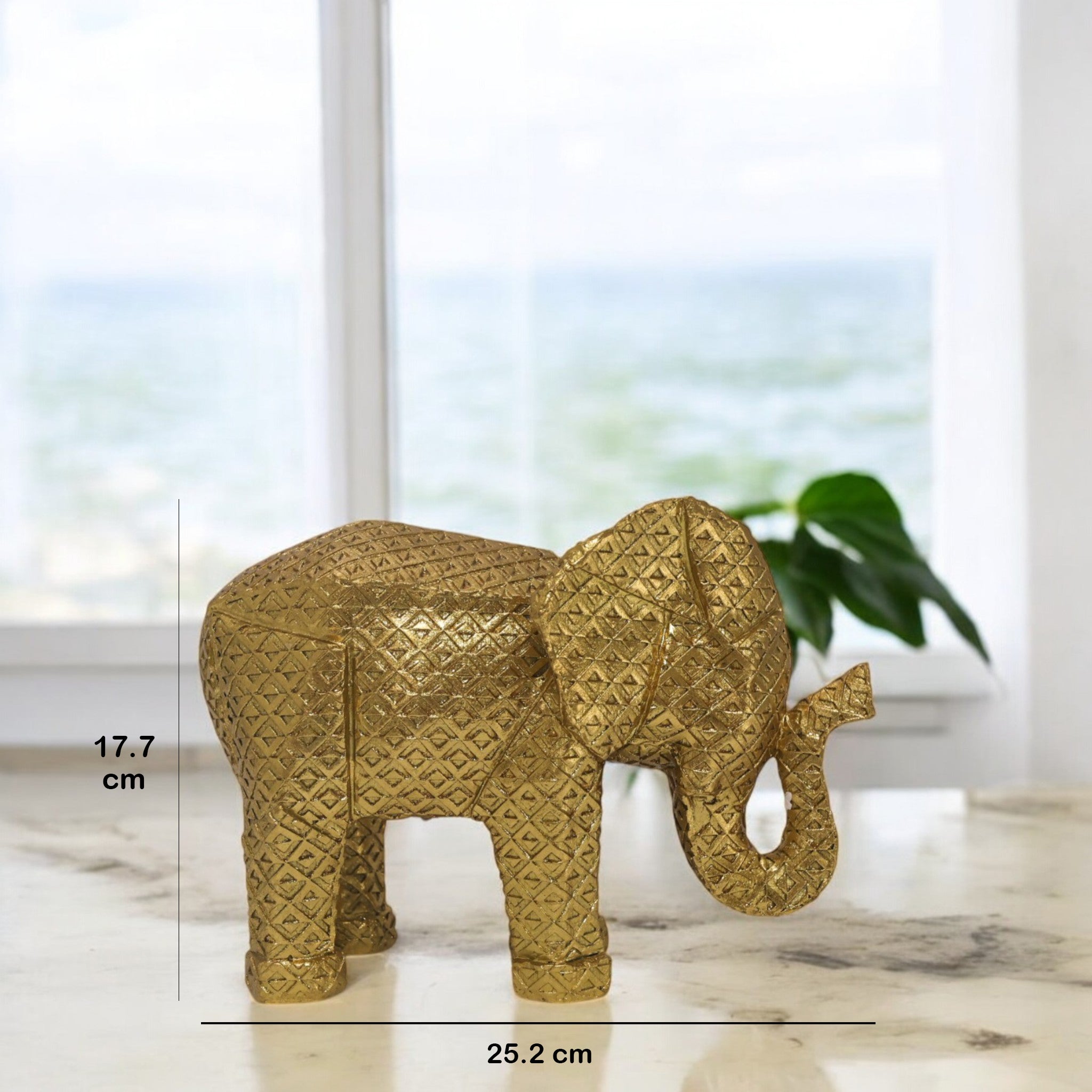 Modern Geometric Elephant Sculpture | Gold Origami Style Art Statue | 25.2cm Luxury Home Decor - Divine Dekor