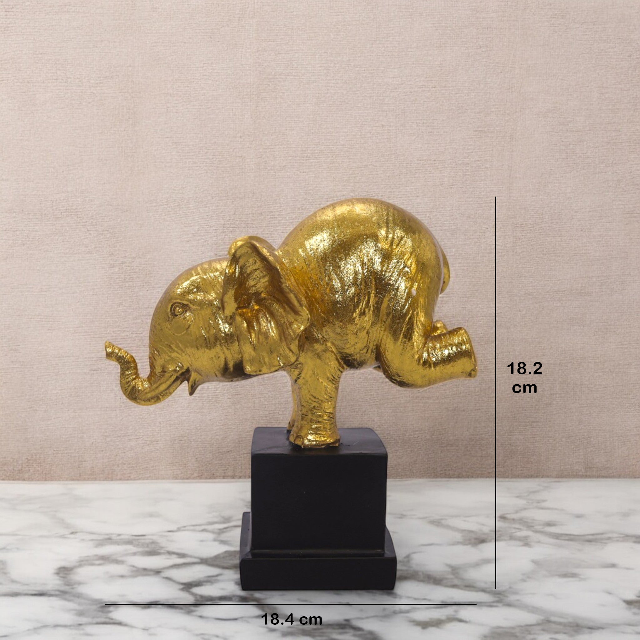 Golden Yoga Elephant Sculpture | Modern Balance Art Statue | 18.4cm Mindful Home Decor - Divine Dekor
