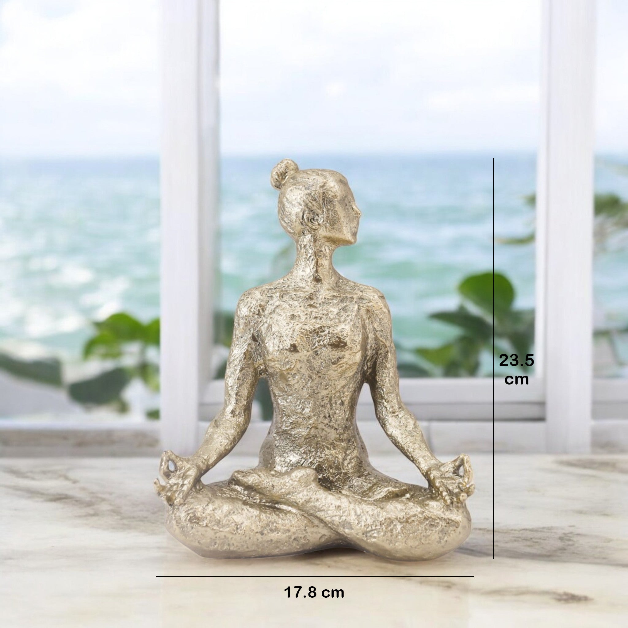 Golden Yoga Meditation Sculpture | Modern Mindful Art Statue | 25.3cm Luxury Home Decor - Divine Dekor