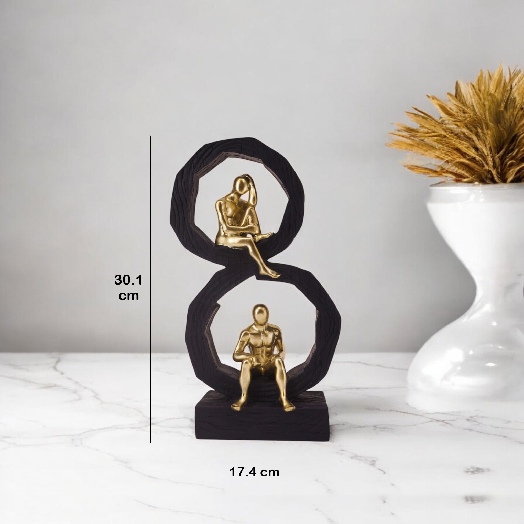 Golden Infinity Balance Sculpture | Modern Figure Art | Divine Dekor