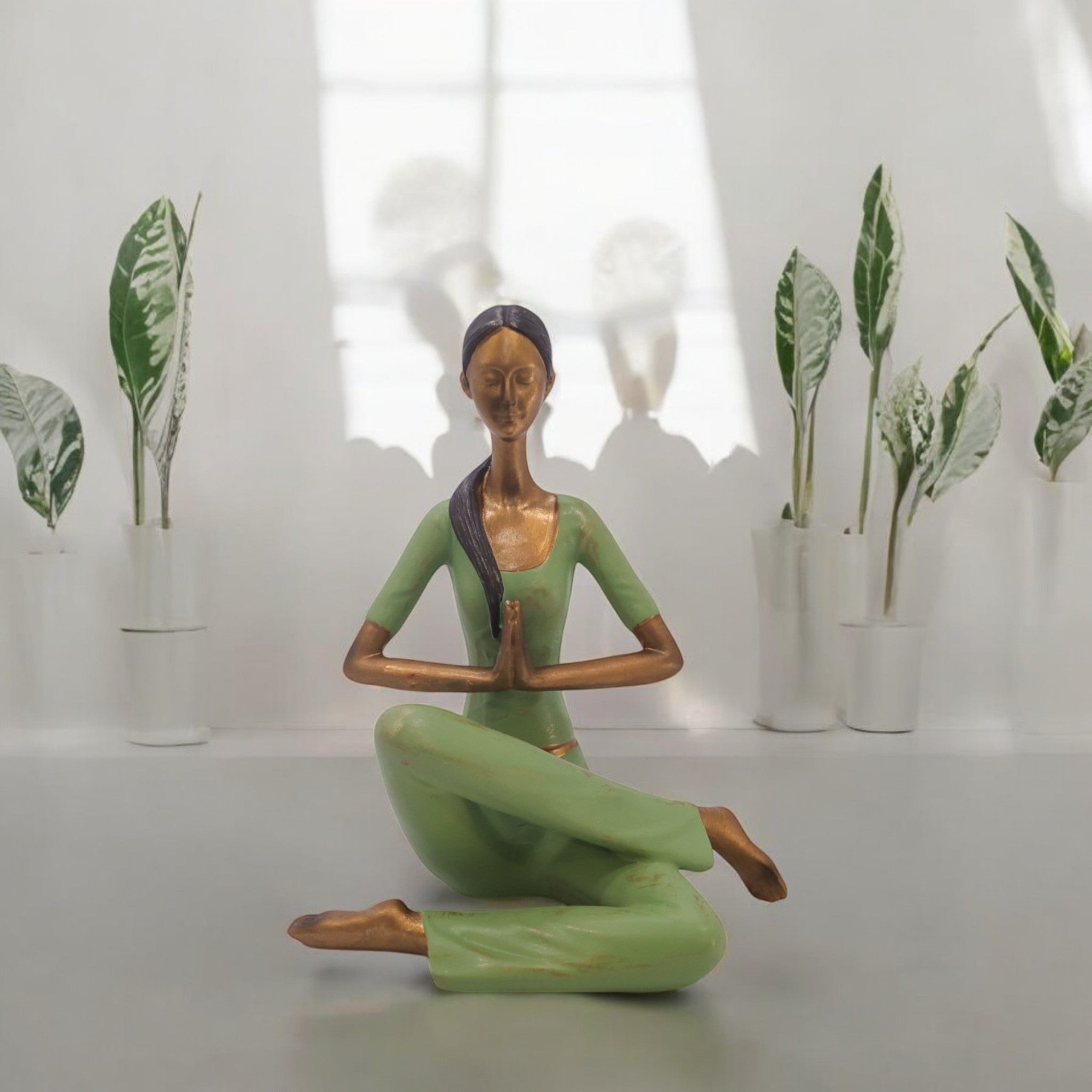 Divine Dekor’s Serene Yoga Lady Sculpture 16.5cm | Meditation Pose Statue | Zen Home Decor