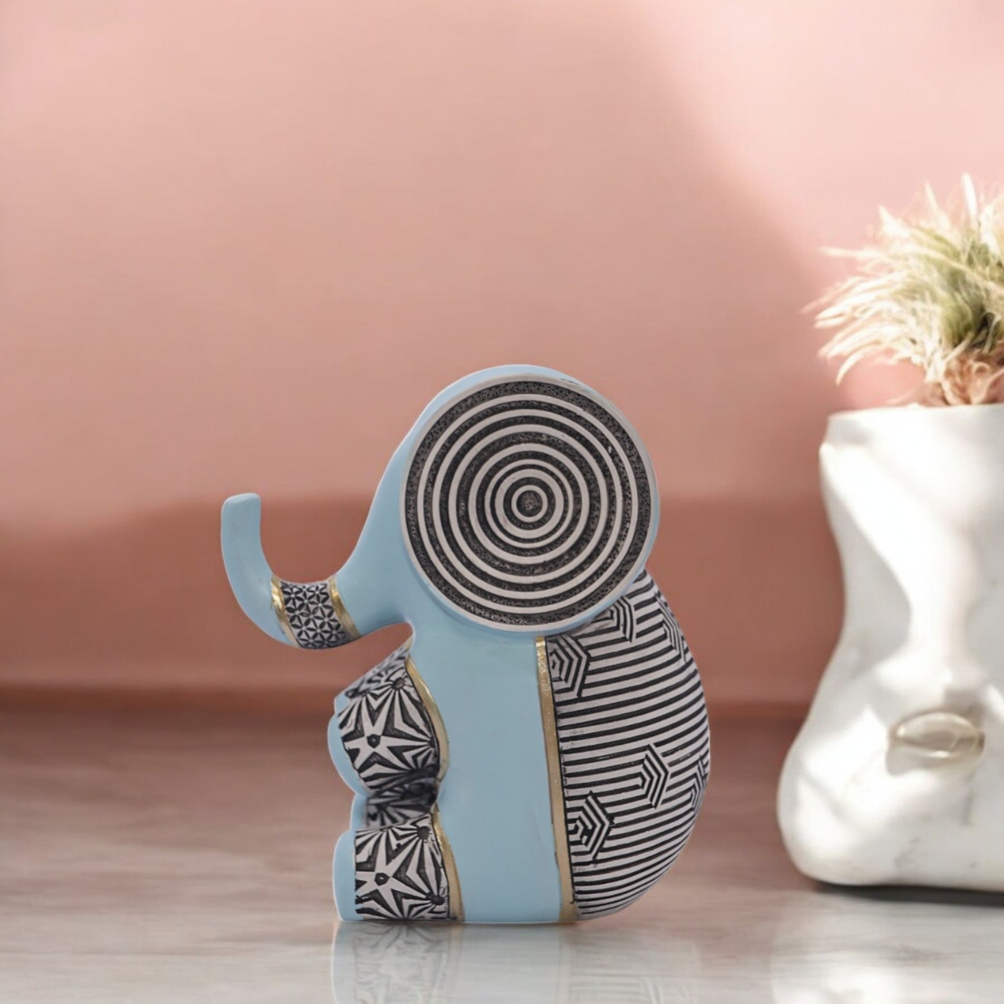 Divine Dekor Modern Geometric Elephant - Sky Blue Art Deco Home Decor