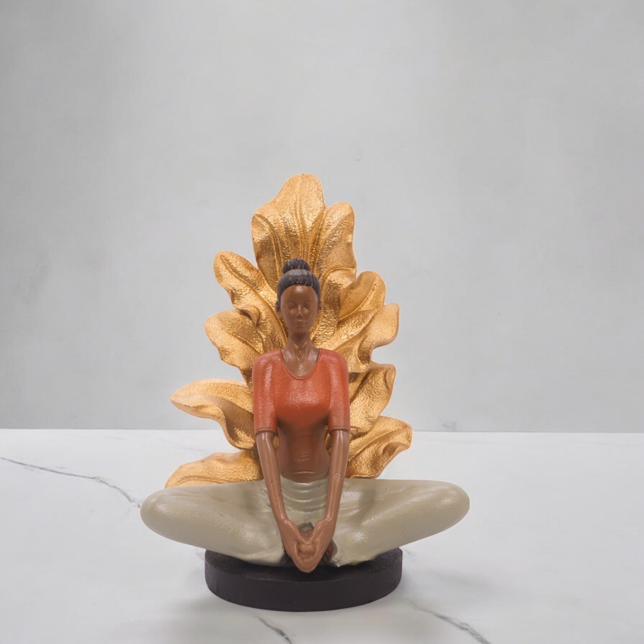 Divine Dekor’s Modern Yoga Lady Sculpture | Rose Gold Lotus Position Art | 20cm Contemporary Home Decor