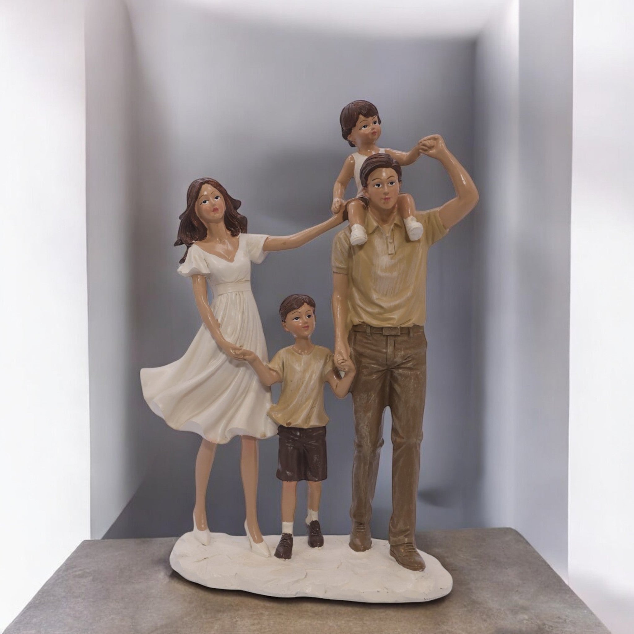 Divine Dekor Dancing Family Sculpture | 28.5cm Joy Collection | Modern Family Figurine | Home Decor Art Piece