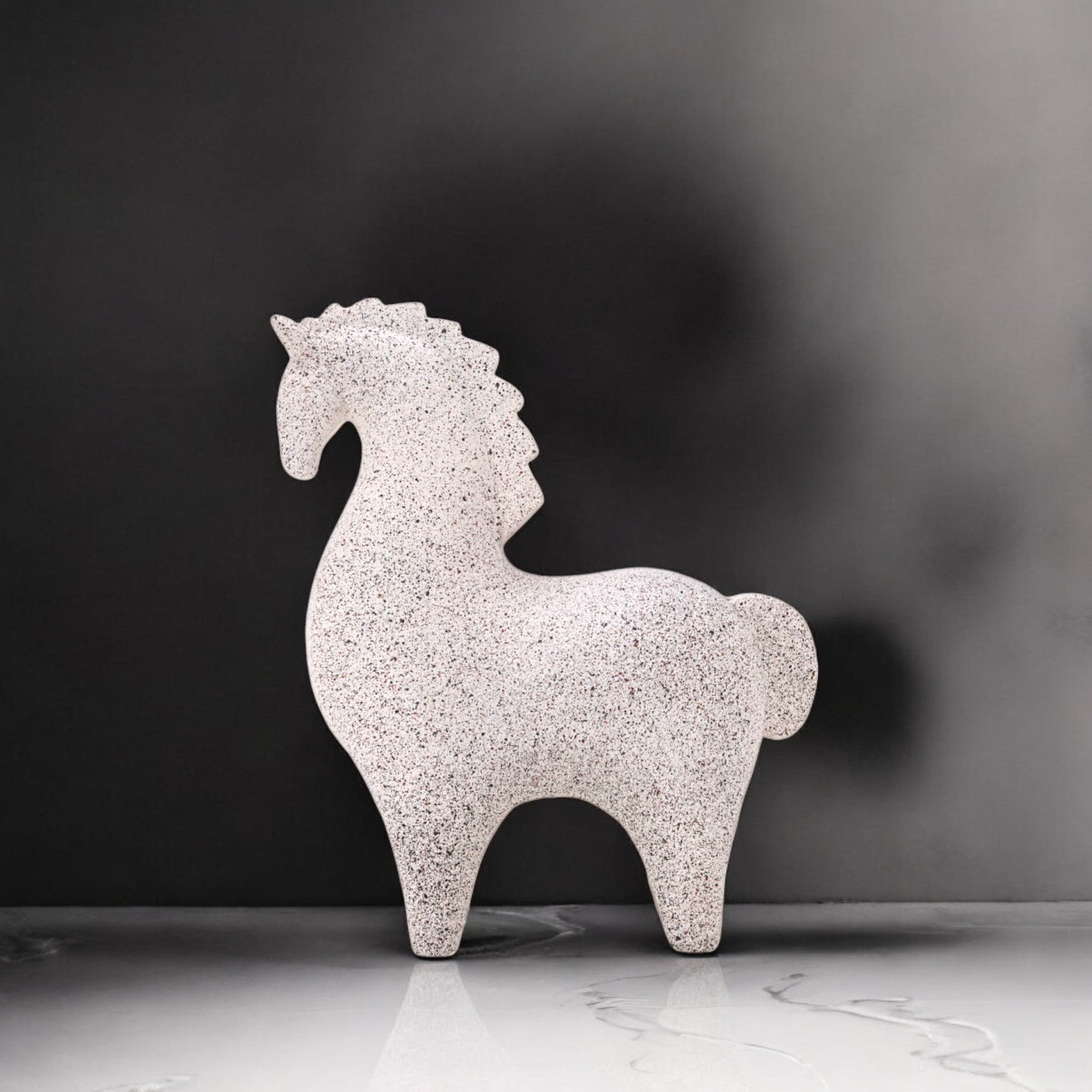 Modern White Horse Sculpture | Nordic Textured Art Statue | 18cm Contemporary Home Decor - Divine Dekor