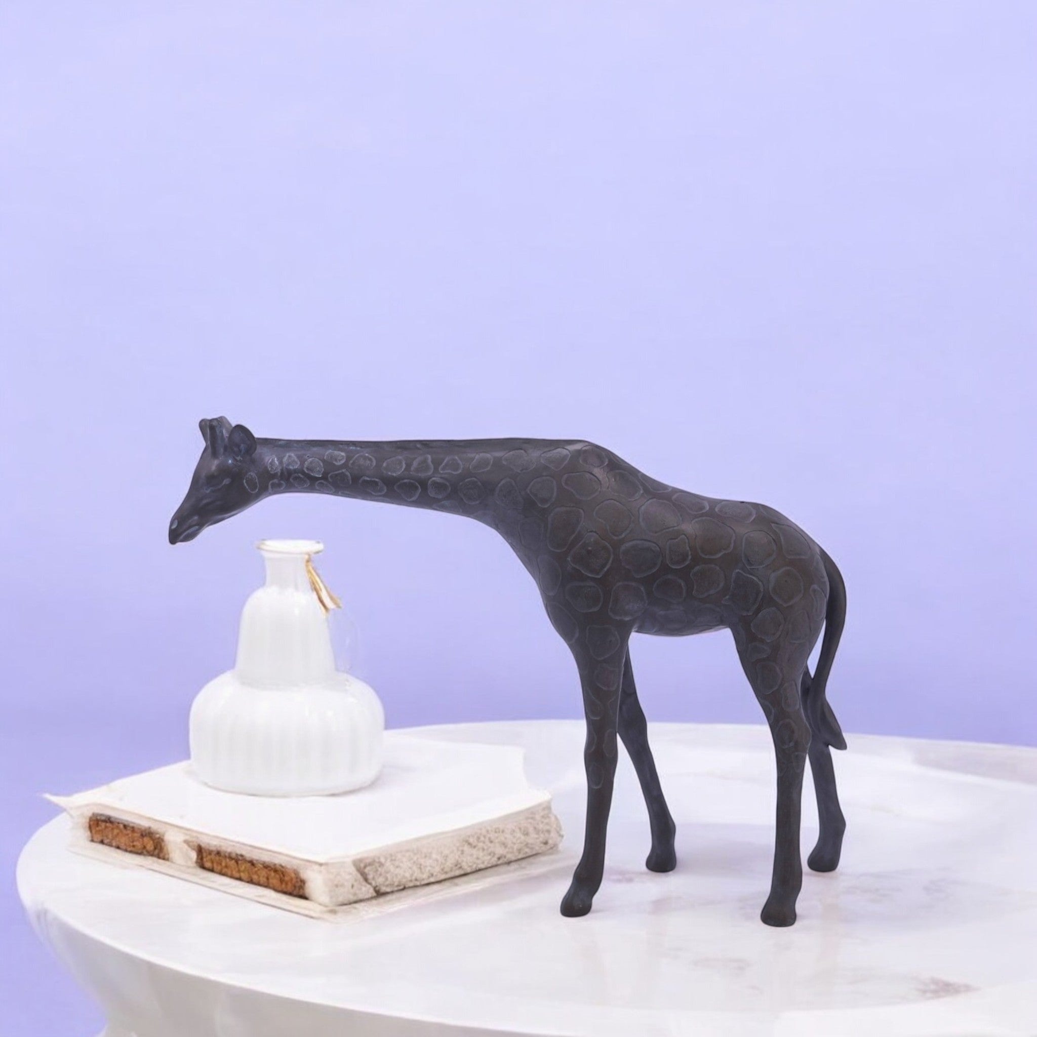 Handcrafted Resin Giraffe Sculpture | Modern African Safari Home Decor | 28.5cm