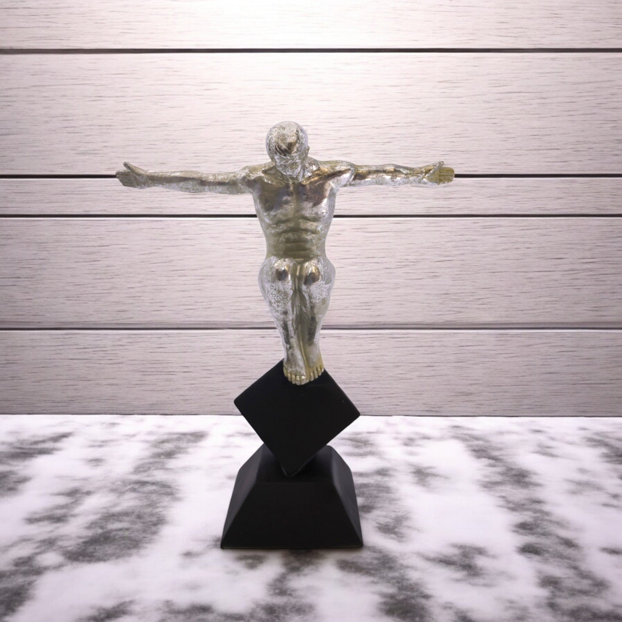 Silver Victory Figure | Modern Abstract Art Trophy | Divine Dekor