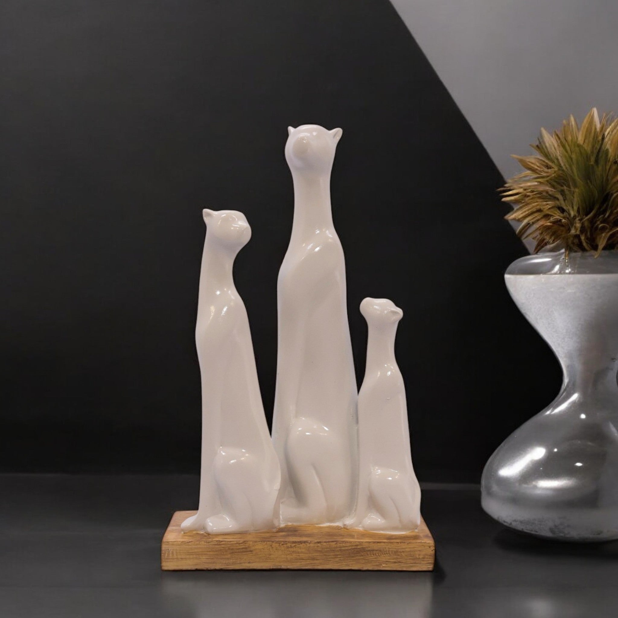 White Leopard Family | Modern Wildlife Art | Divine Dekor