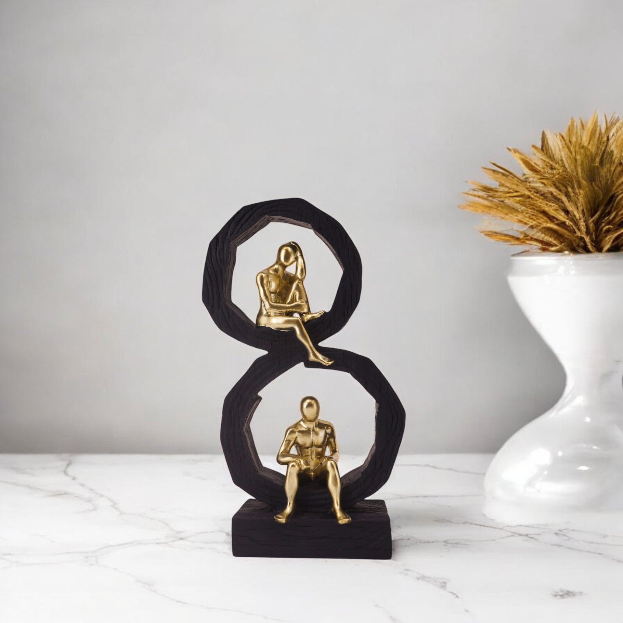 Golden Infinity Balance Sculpture | Modern Figure Art | Divine Dekor
