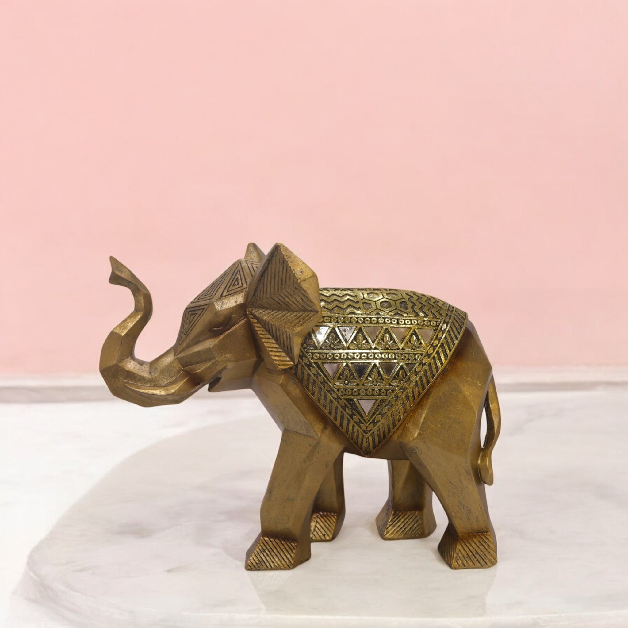 Luxury Golden Elephant Sculpture | Royal Indian Decor | 31cm Prosperity Statue