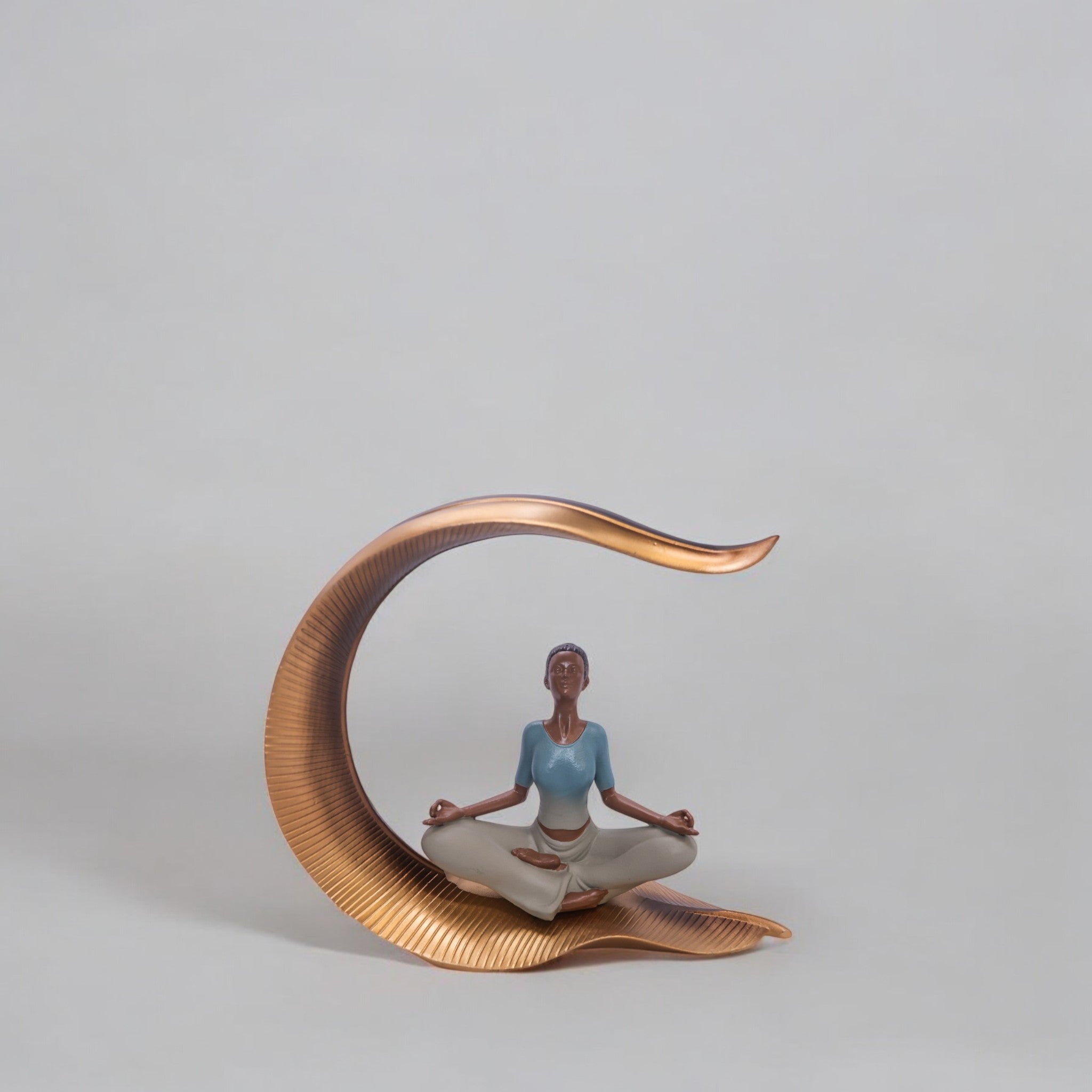 Divine Dekor’s Zen Moon Yoga Sculpture 27cm | Meditation on Crescent Art | Modern Mindfulness Decor | Divine Dekor