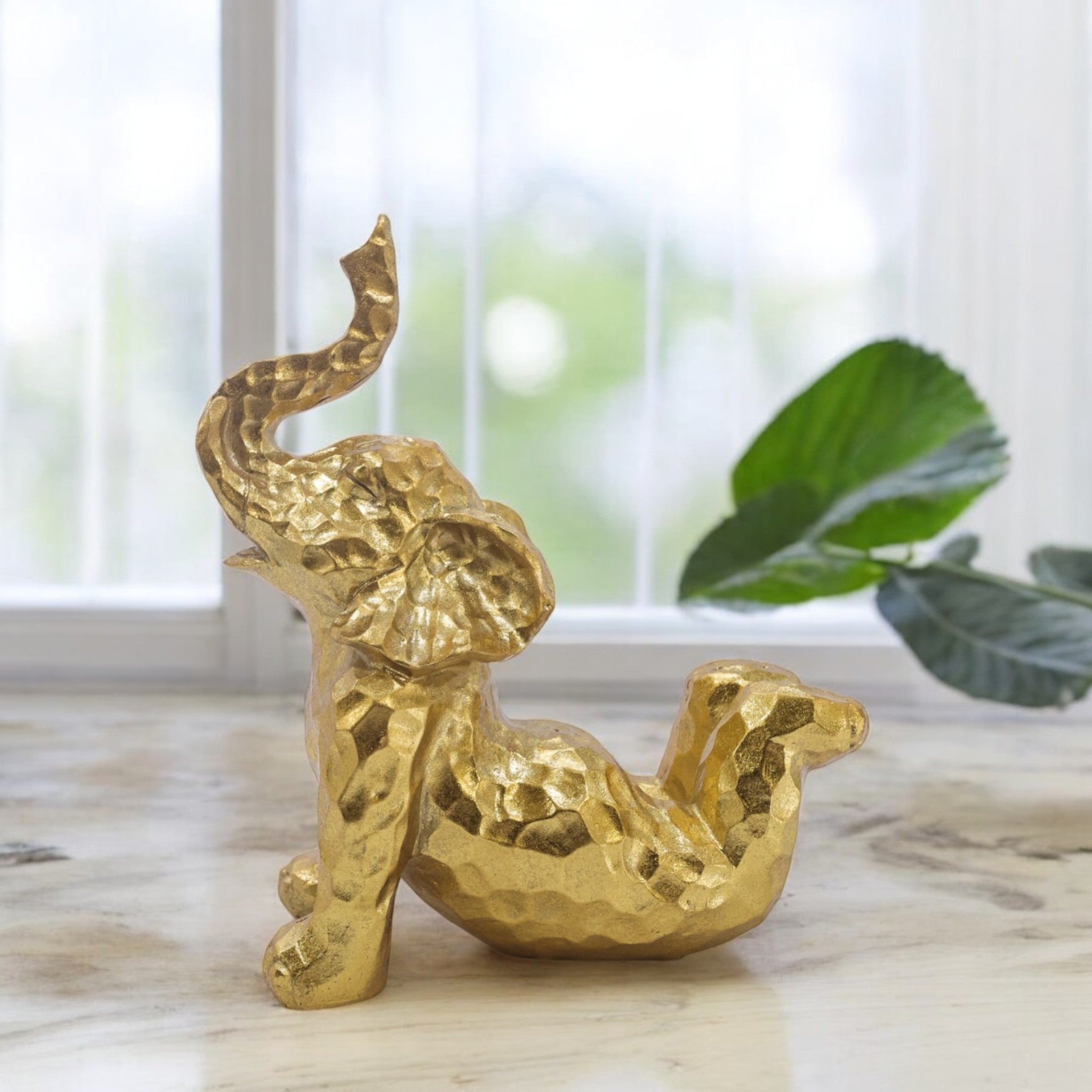 Playful Golden Elephant | Lucky Modern Decor | Divine Dekor
