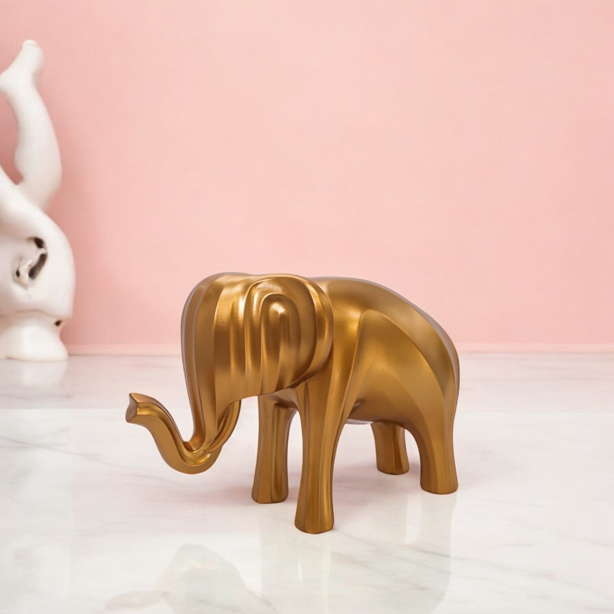 Modern Golden Elephant Sculpture | Minimalist Art Statue | 33cm Luxury Home Decor - Divine Dekor