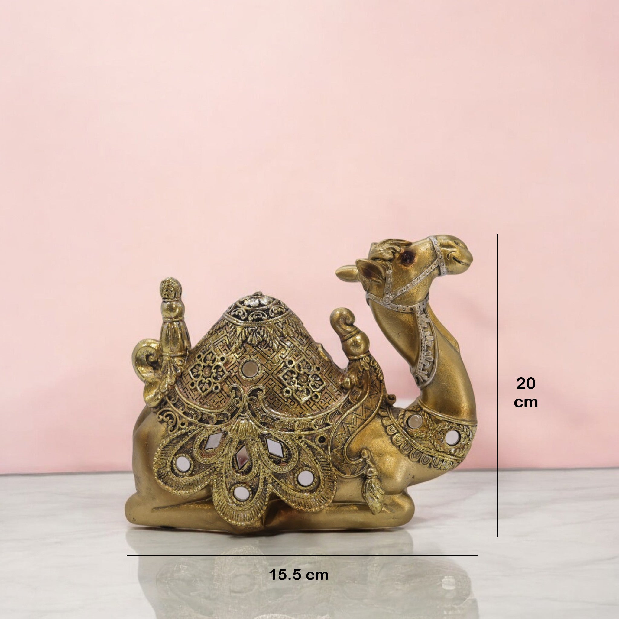 Luxury Golden Camel Sculpture | Ornate Arabian Art Statue | 20cm Premium Home Decor - Divine Dekor