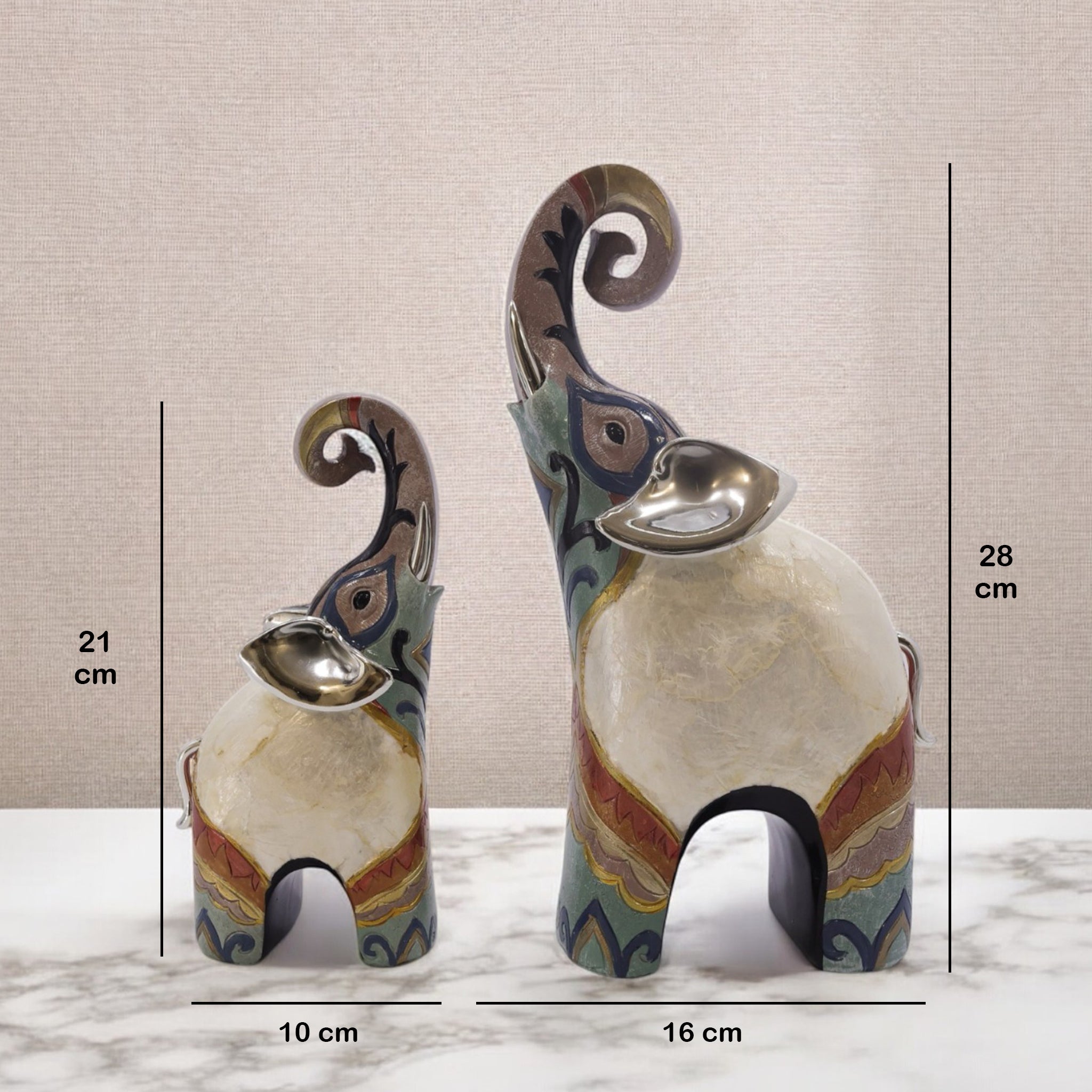 Divine Dekor Modern Elephant Duo - Grey & White Contemporary Art Set