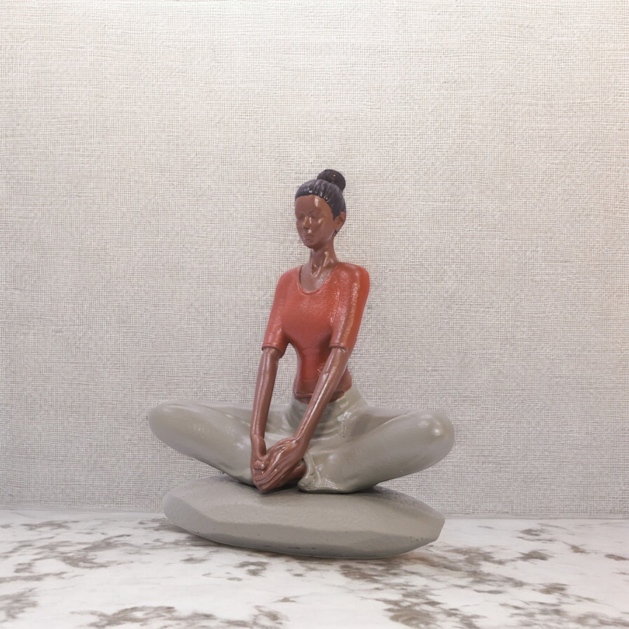 Divine Dekor’s Butterfly Pose Yoga Sculpture 16cm | Coral & White Meditation Art | Modern Wellness Decor | Divine Dekor