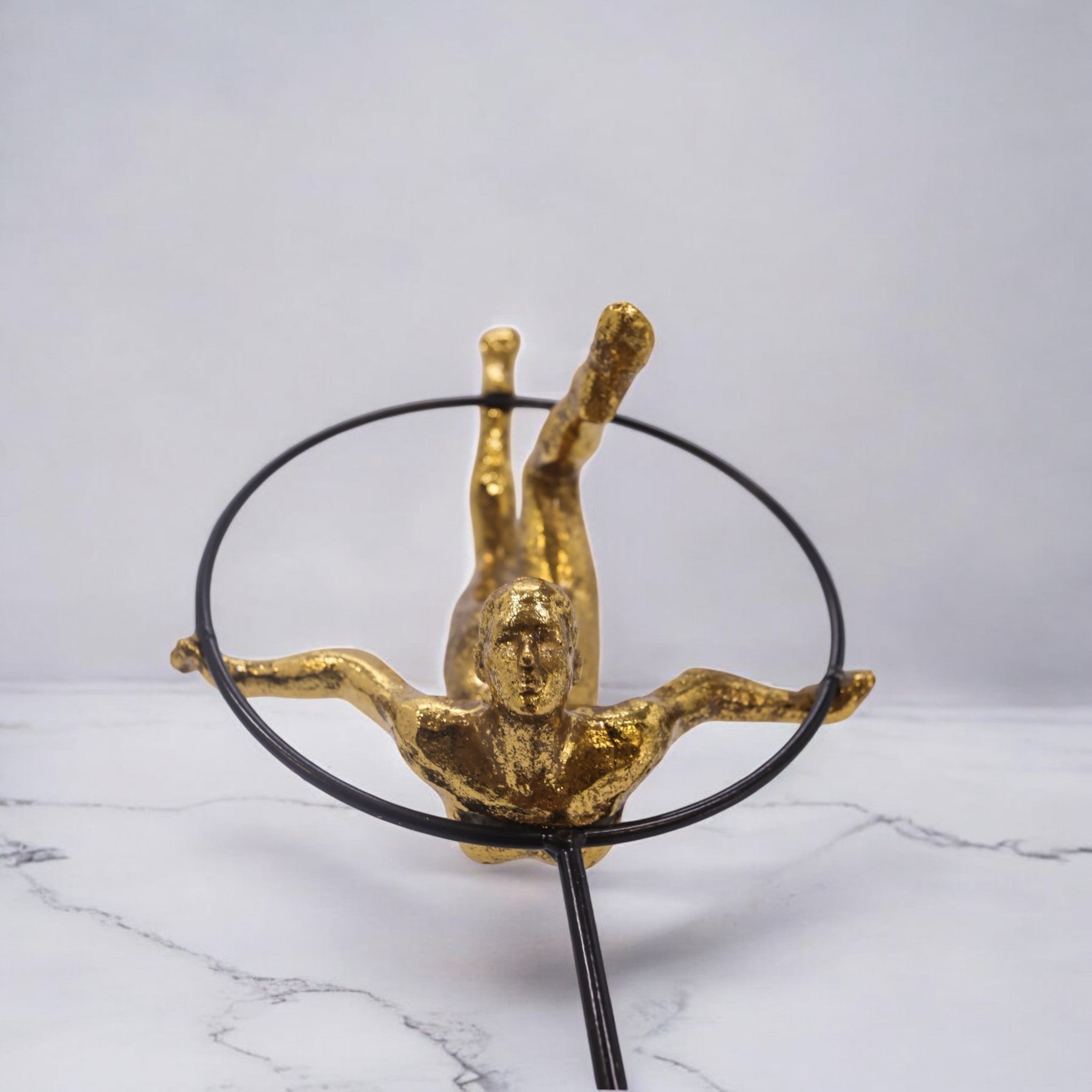 Golden Figure Ring Sculpture | Modern Balance Art | Divine Dekor
