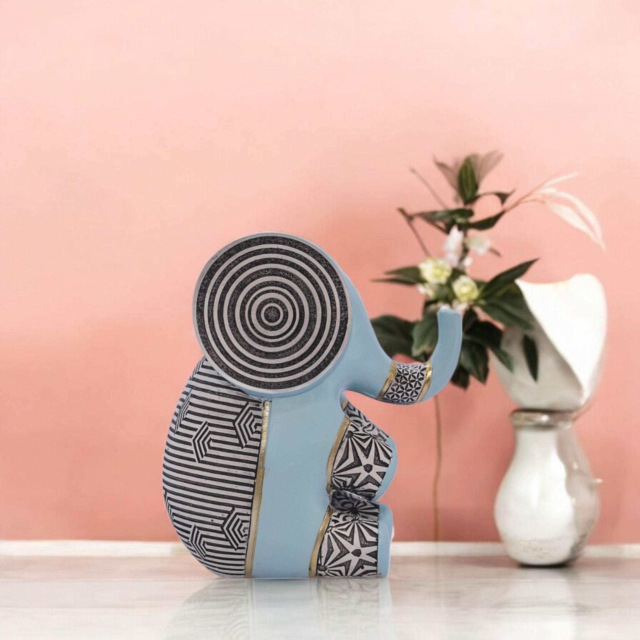 Divine Dekor Modern Geometric Elephant - Sky Blue Art Deco Home Decor