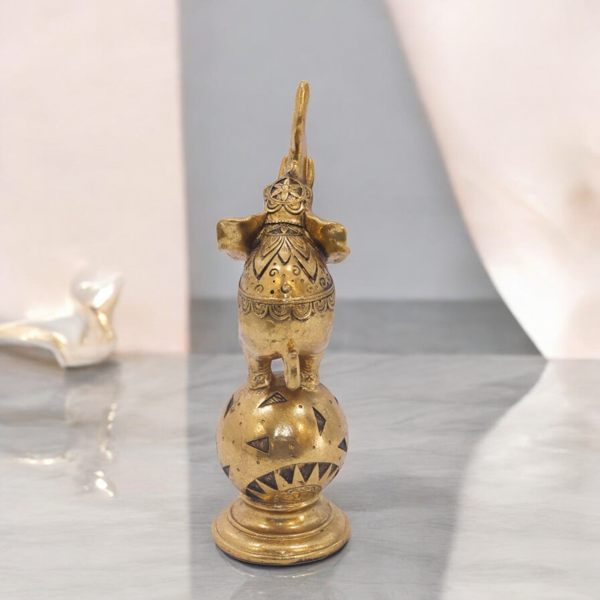 Golden Elephant World Globe Sculpture | Luxury Success Symbol Art Statue | 25.5cm Business Decor - Divine Dekor