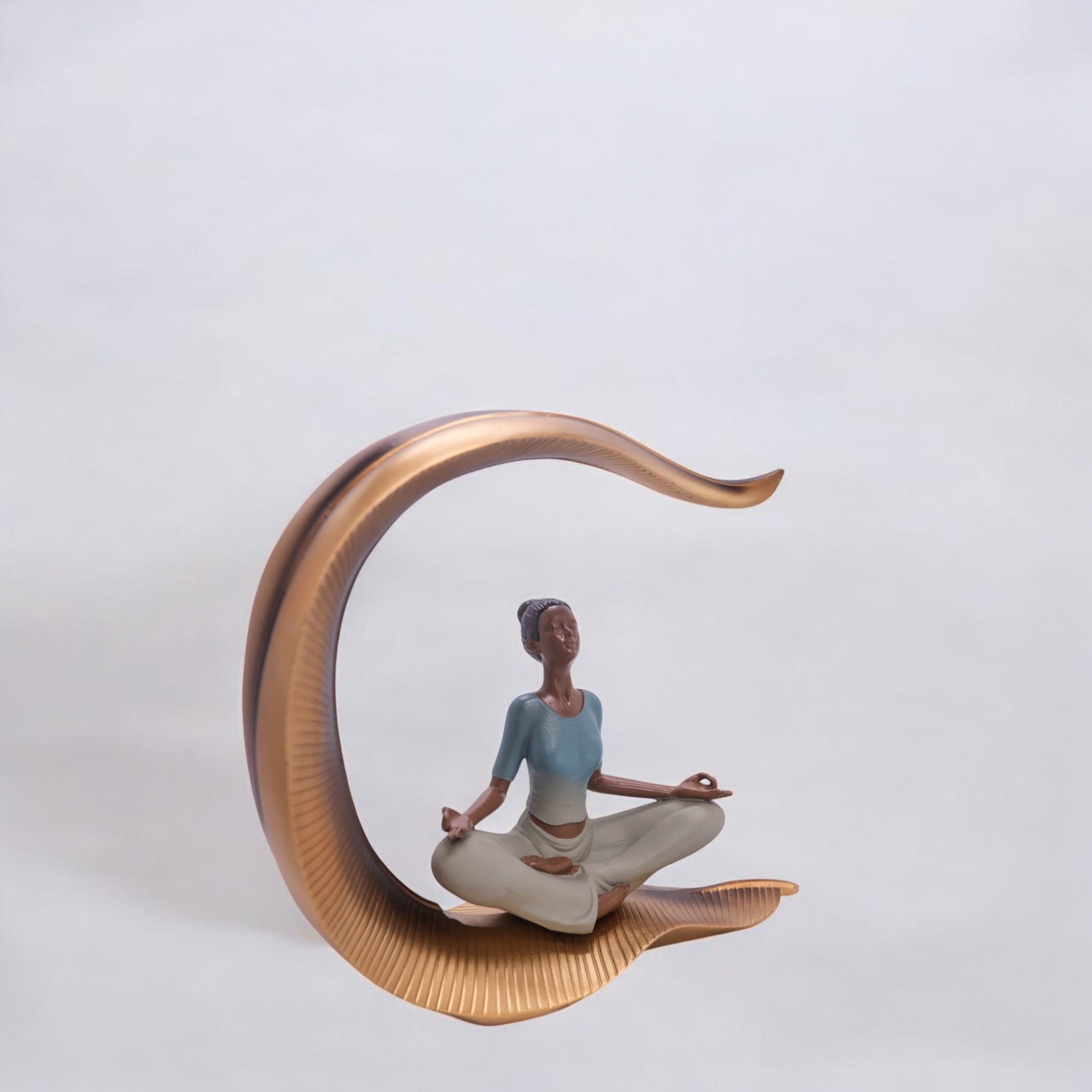 Divine Dekor’s Zen Moon Yoga Sculpture 27cm | Meditation on Crescent Art | Modern Mindfulness Decor | Divine Dekor