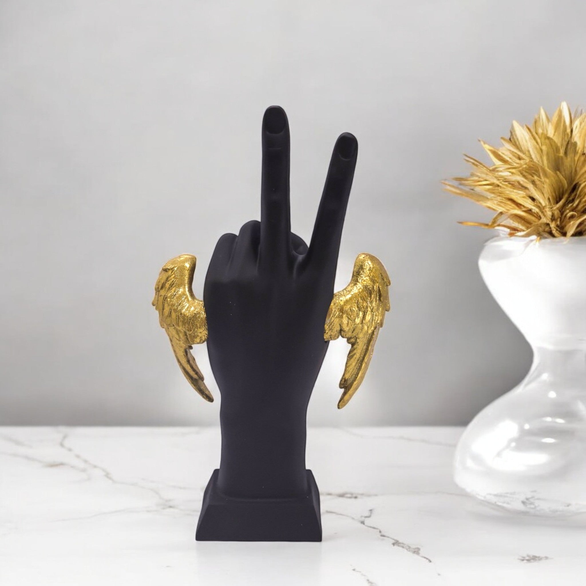 Peace Victory Hand Sculpture | Angel Wings Art Decor | Divine Dekor