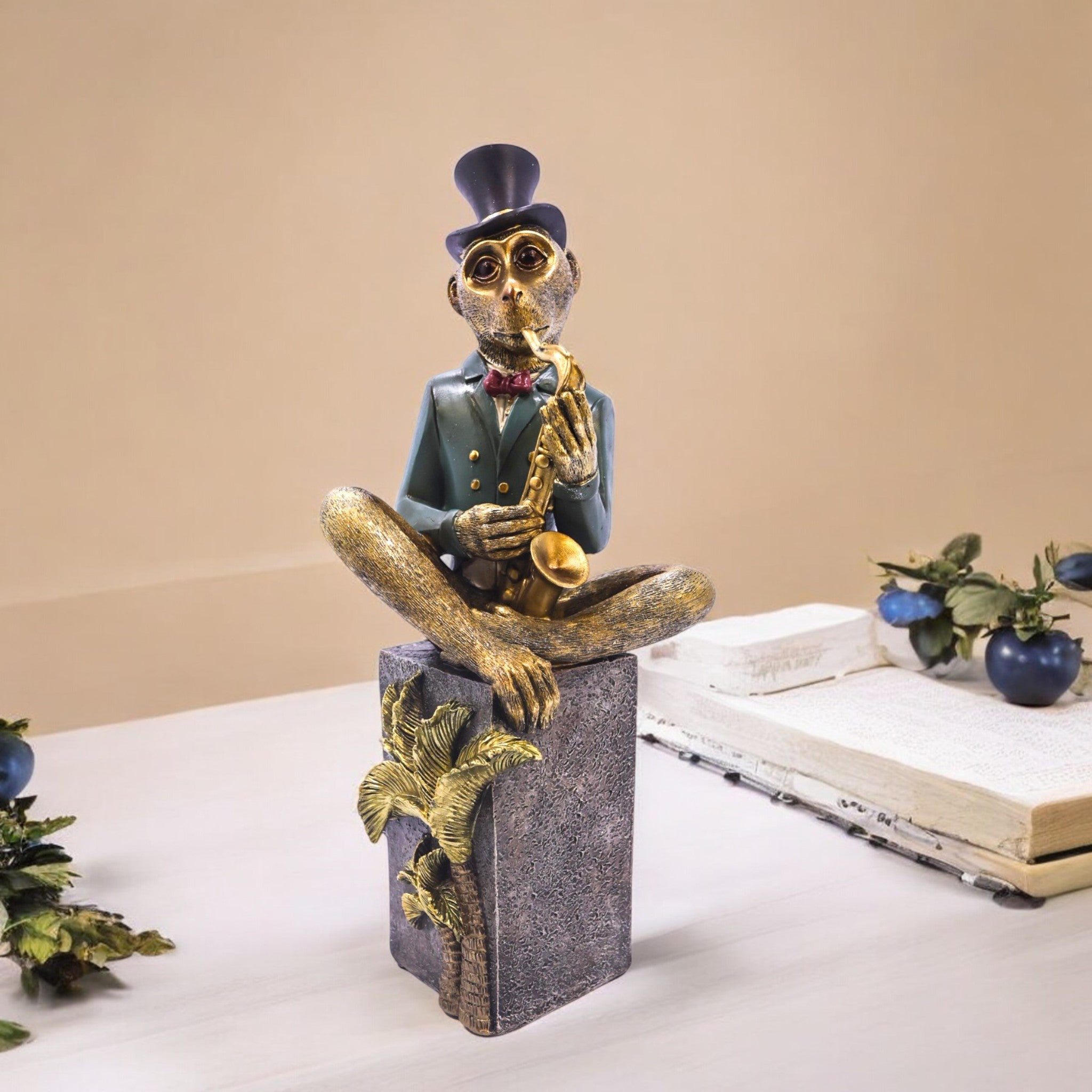 Dapper Monkey Sculpture | Whimsical Character Art | Divine Dekor