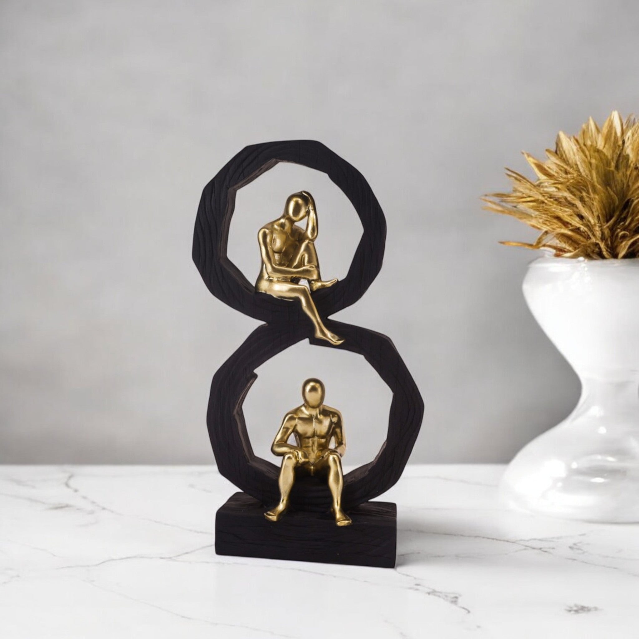 Golden Infinity Balance Sculpture | Modern Figure Art | Divine Dekor