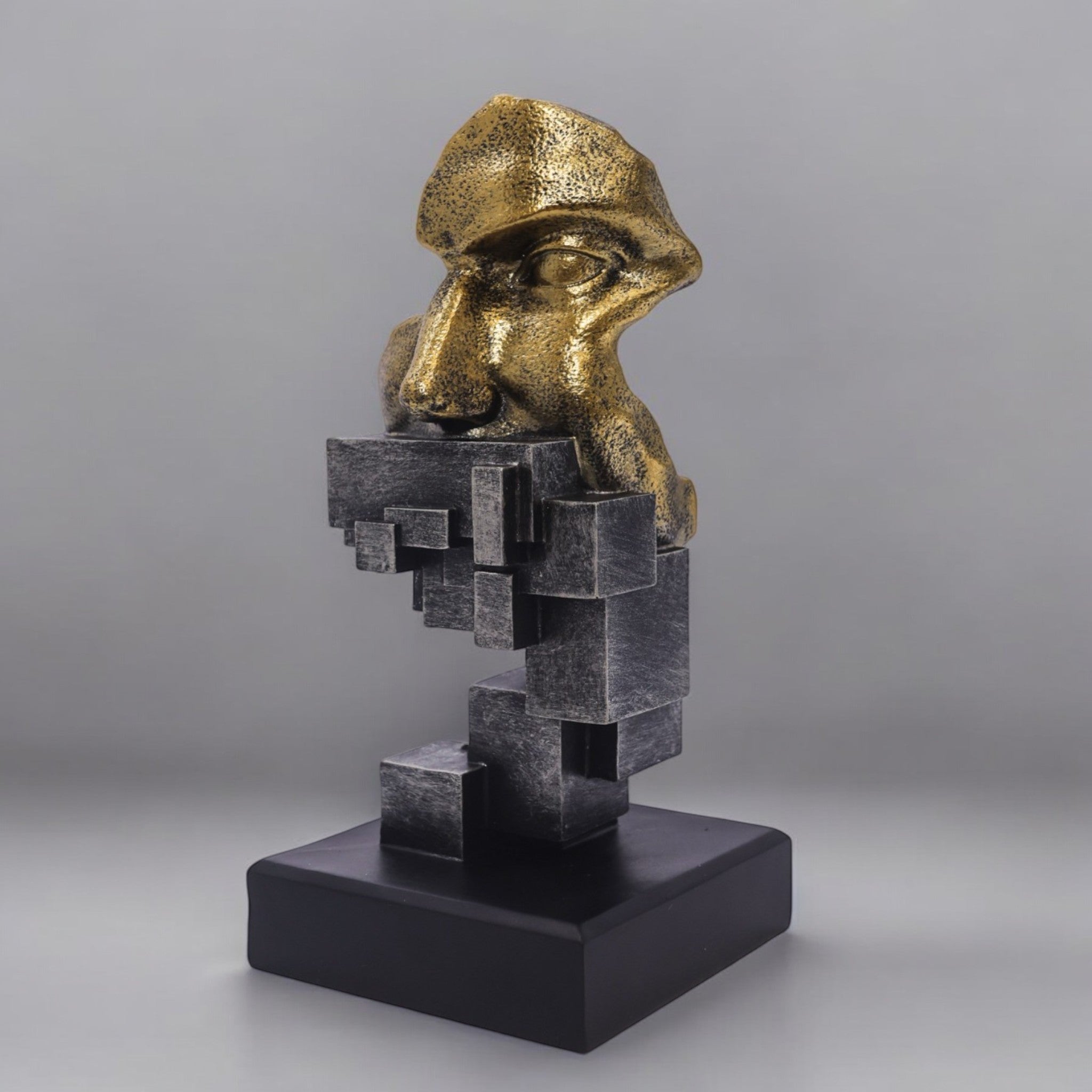 Modern Abstract Face | Contemporary Gold Black Art | Divine Dekor