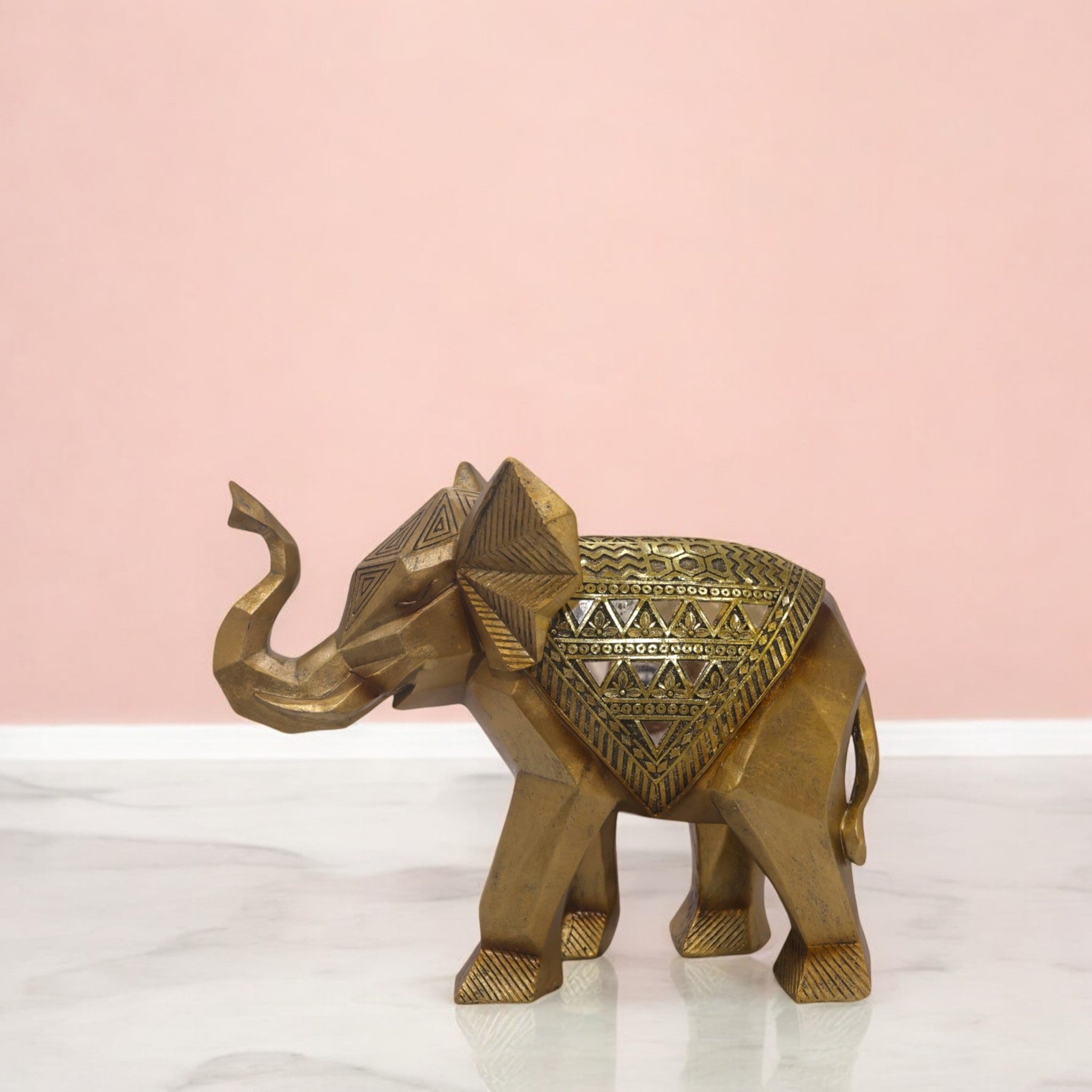 Luxury Golden Elephant Sculpture | Royal Indian Decor | 31cm Prosperity Statue