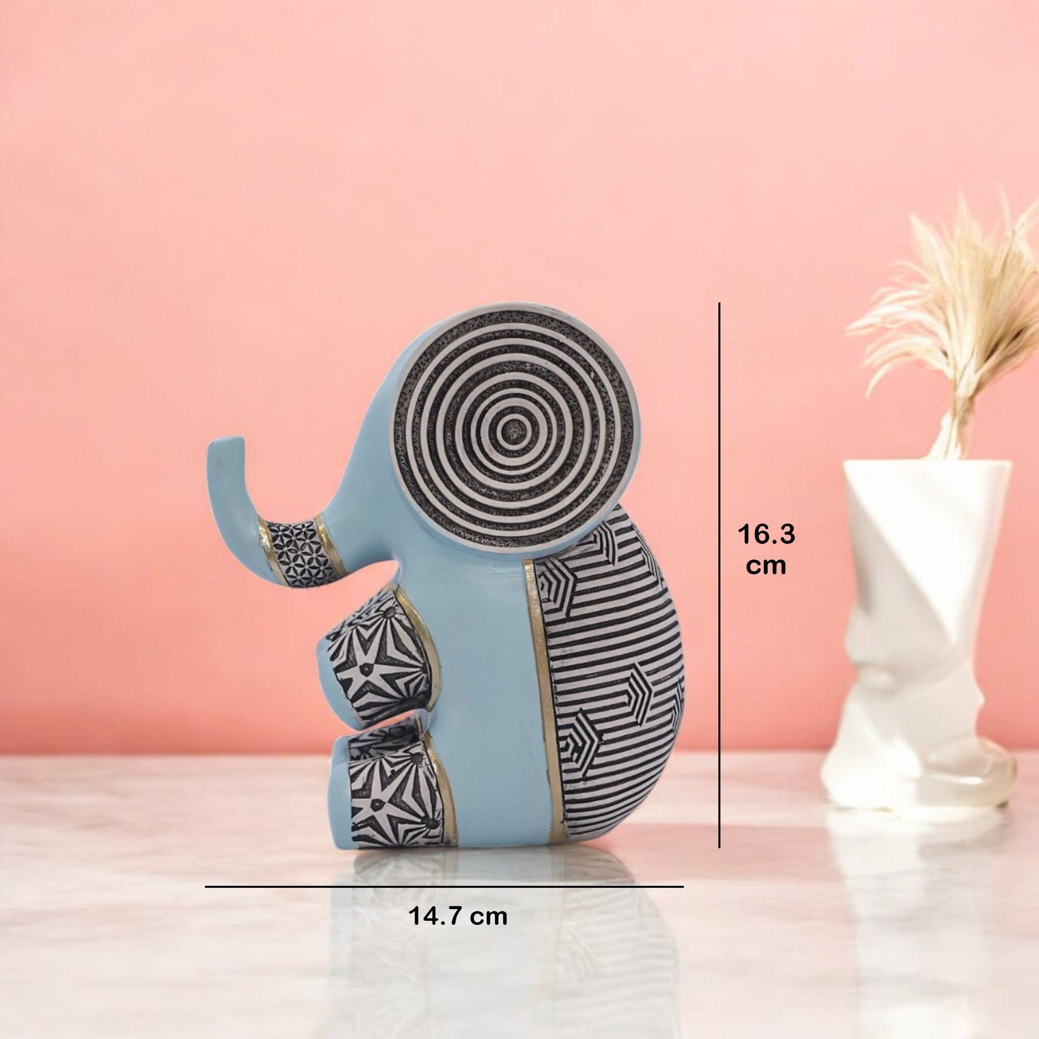 Divine Dekor Modern Geometric Elephant - Sky Blue Art Deco Home Decor