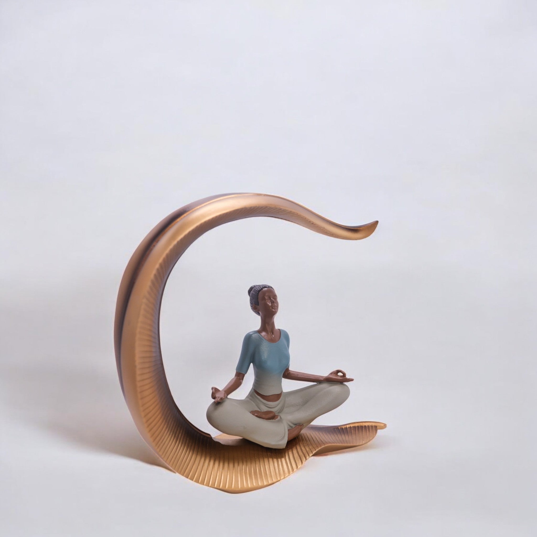 Divine Dekor’s Zen Moon Yoga Sculpture 27cm | Meditation on Crescent Art | Modern Mindfulness Decor | Divine Dekor
