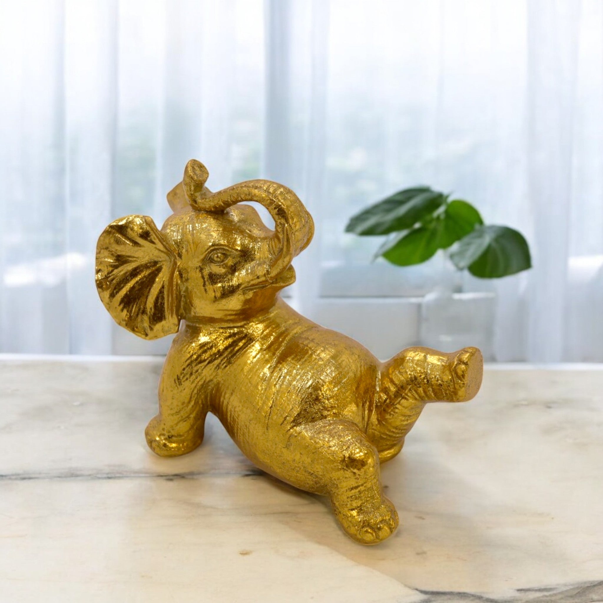 Playful Golden Elephant | Lucky Modern Decor | Divine Dekor