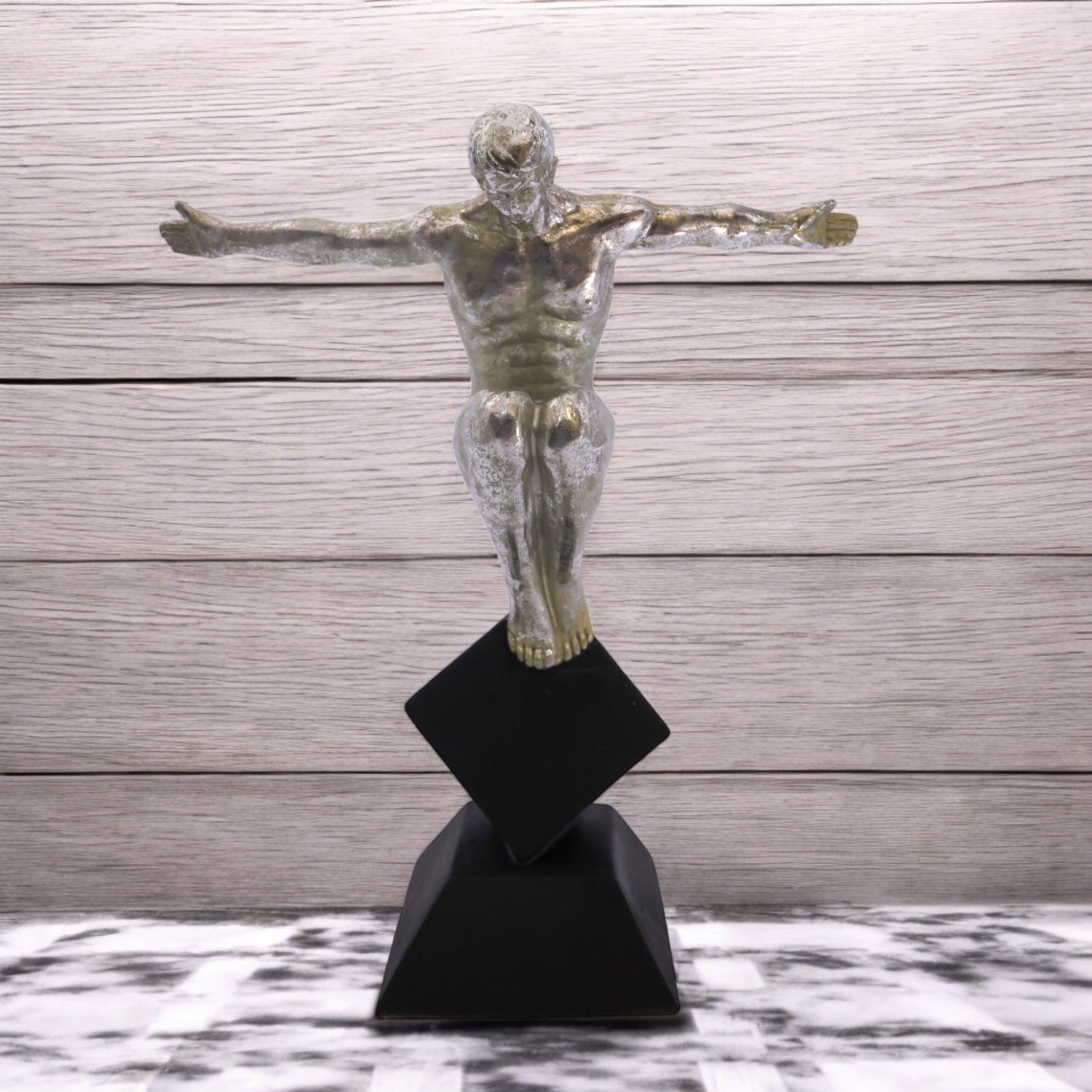 Silver Victory Figure | Modern Abstract Art Trophy | Divine Dekor