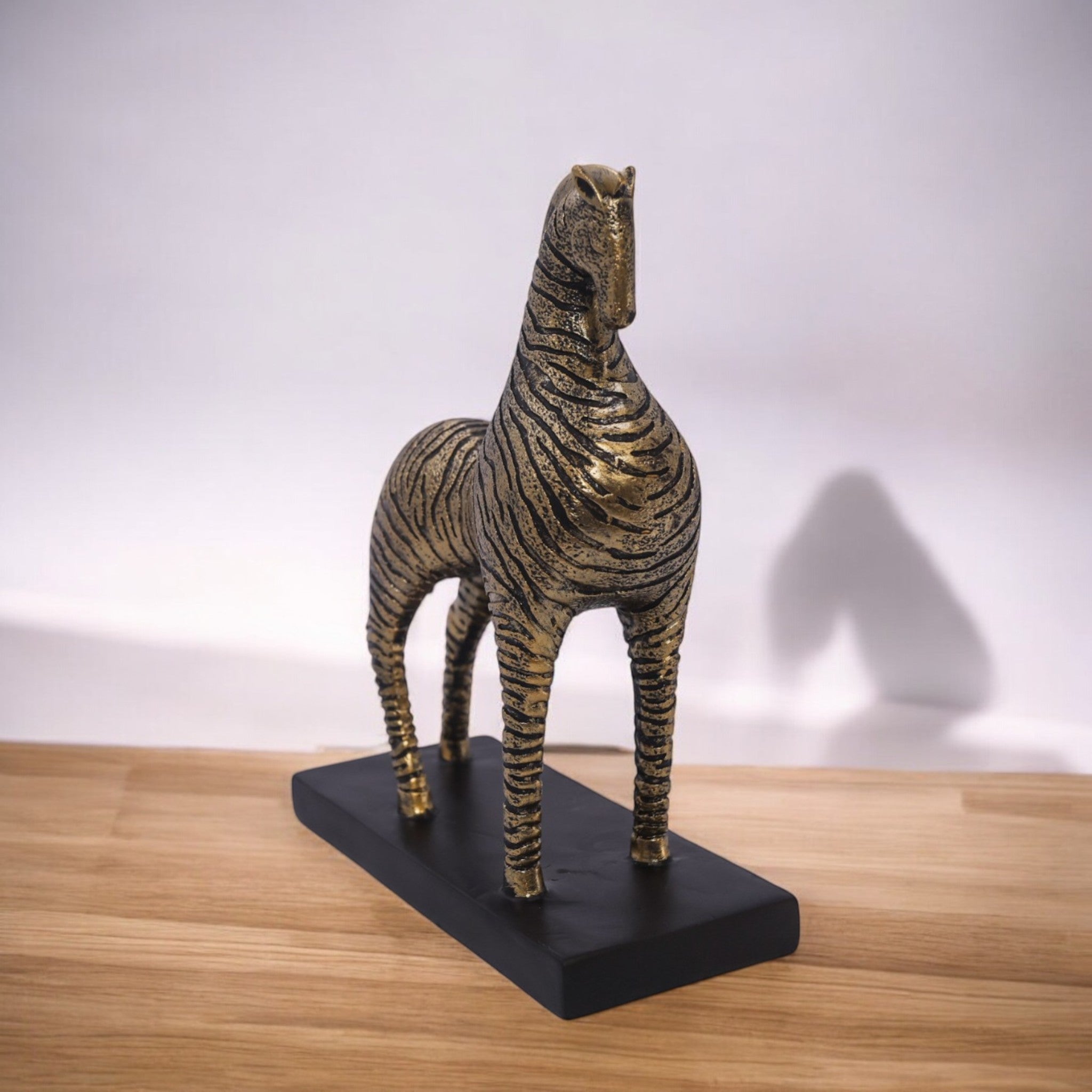 Art Deco Golden Horse Sculpture | Geometric Pattern Art Statue | 26cm Luxury Home Decor - Divine Dekor