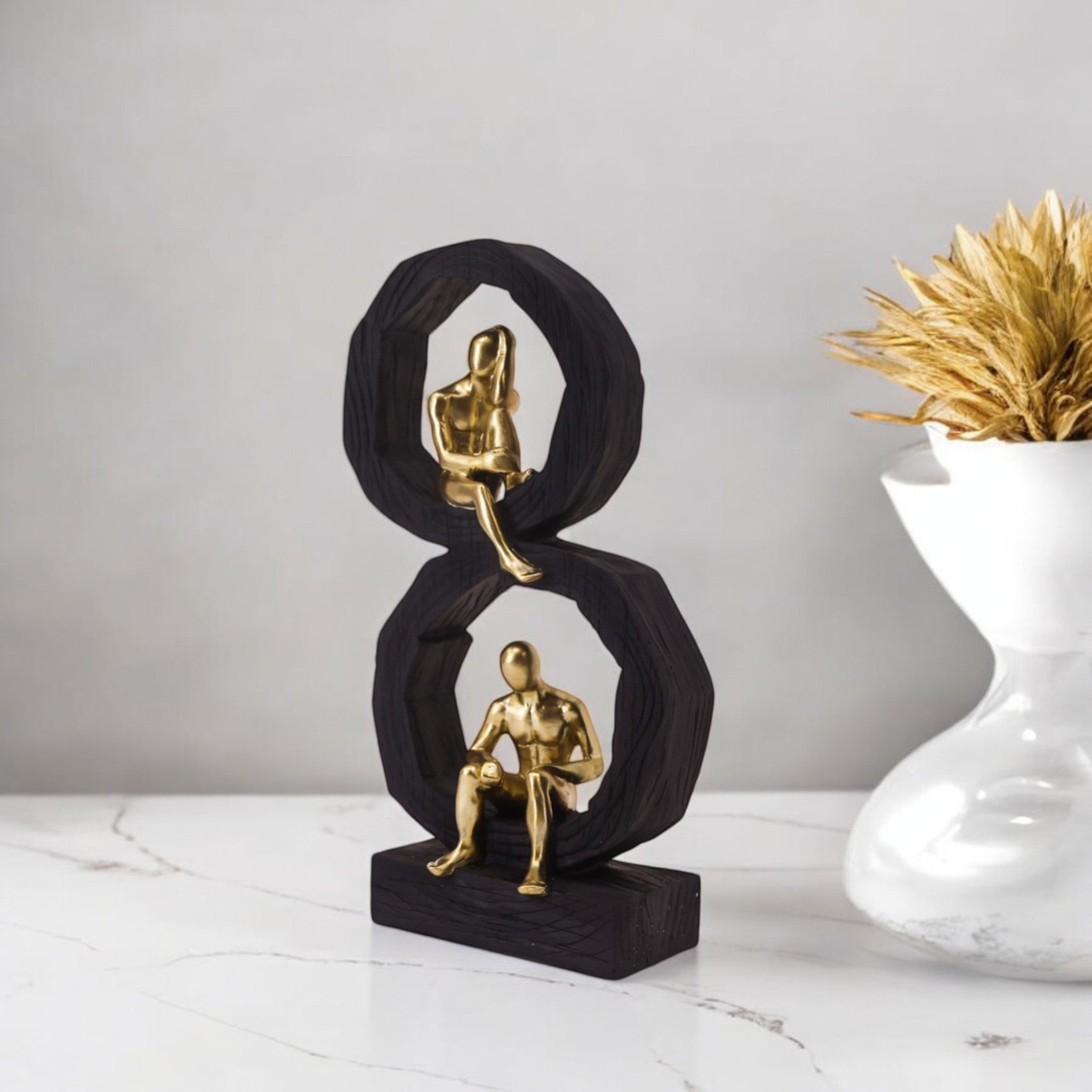Golden Infinity Balance Sculpture | Modern Figure Art | Divine Dekor