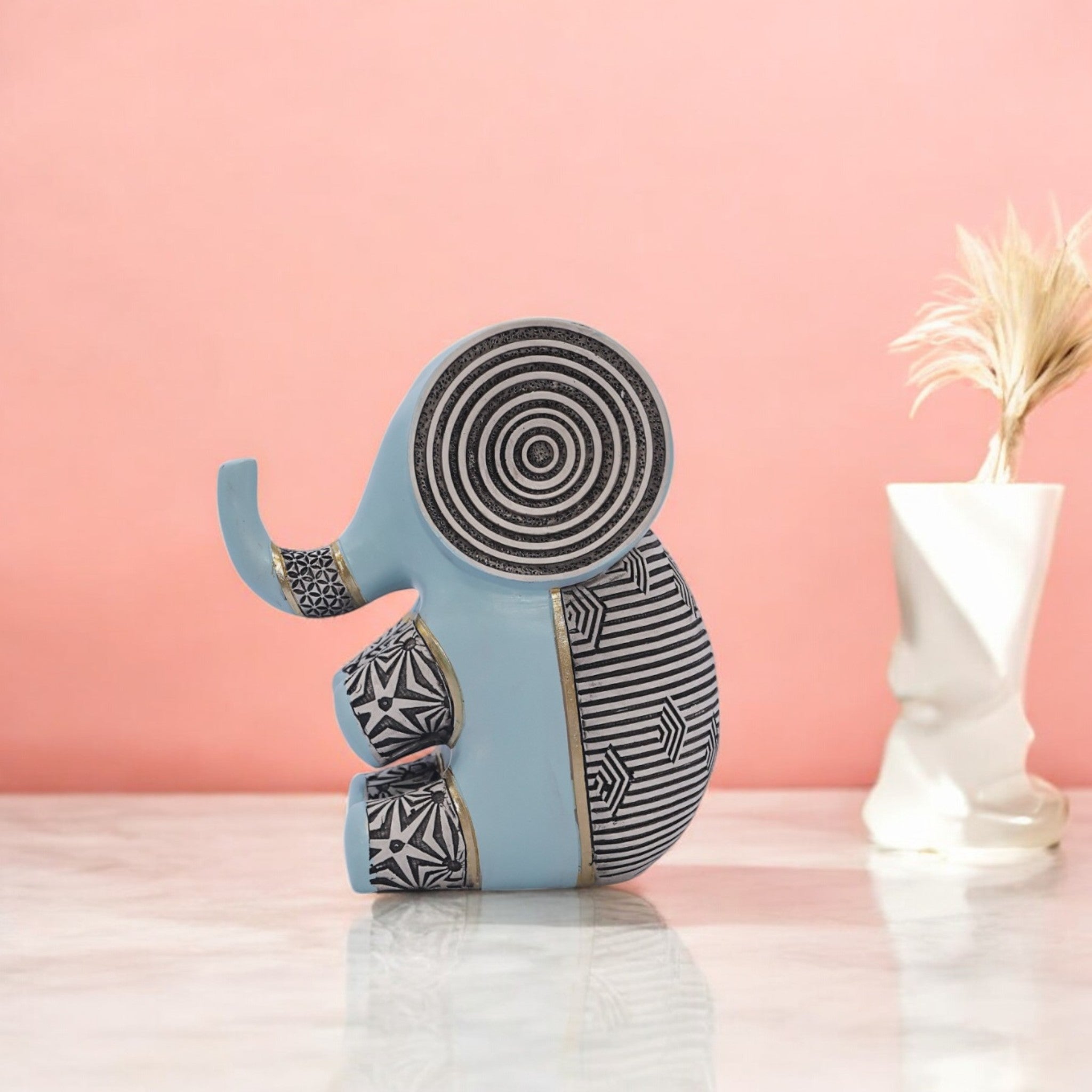 Divine Dekor Modern Geometric Elephant - Sky Blue Art Deco Home Decor