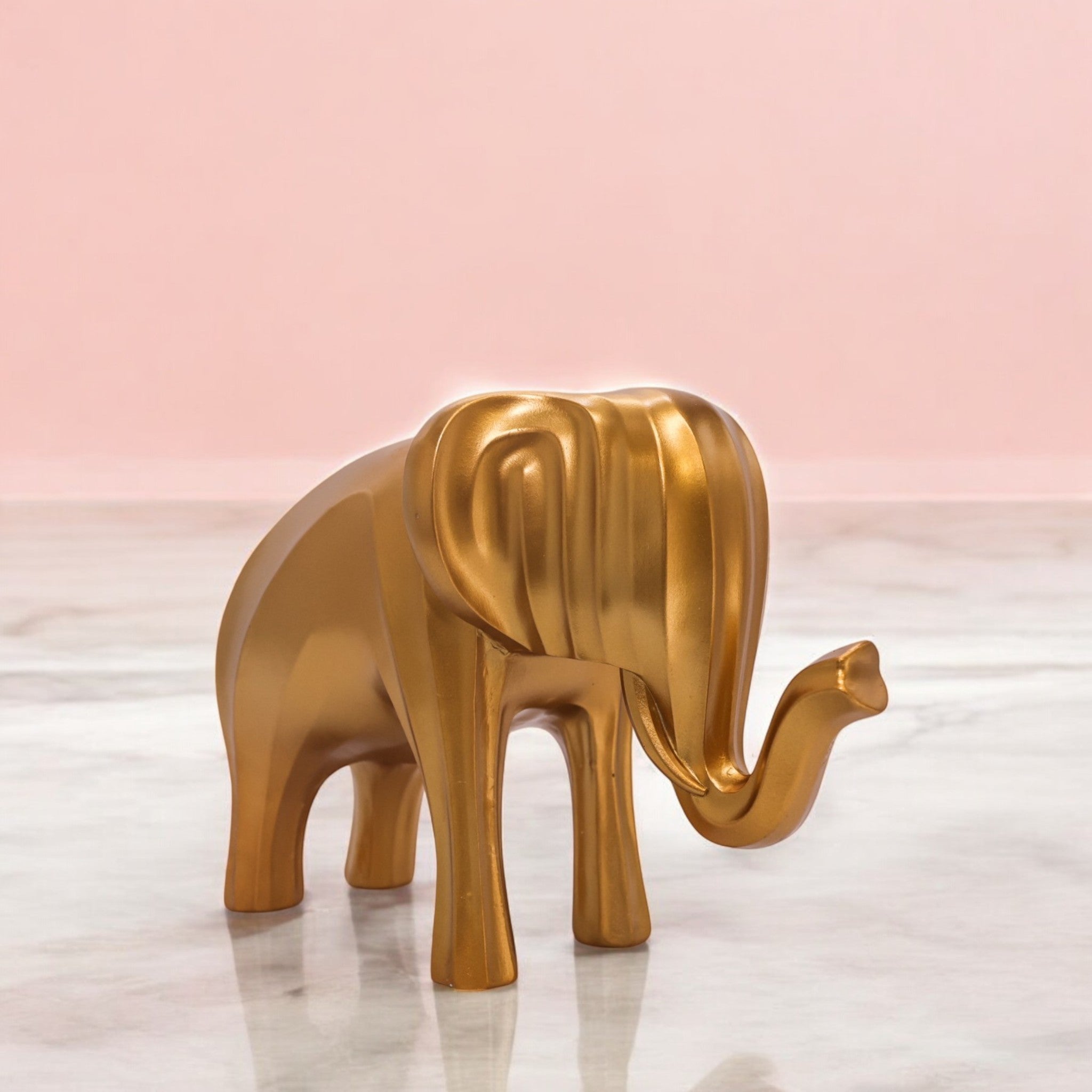 Modern Golden Elephant Sculpture | Minimalist Art Statue | 33cm Luxury Home Decor - Divine Dekor
