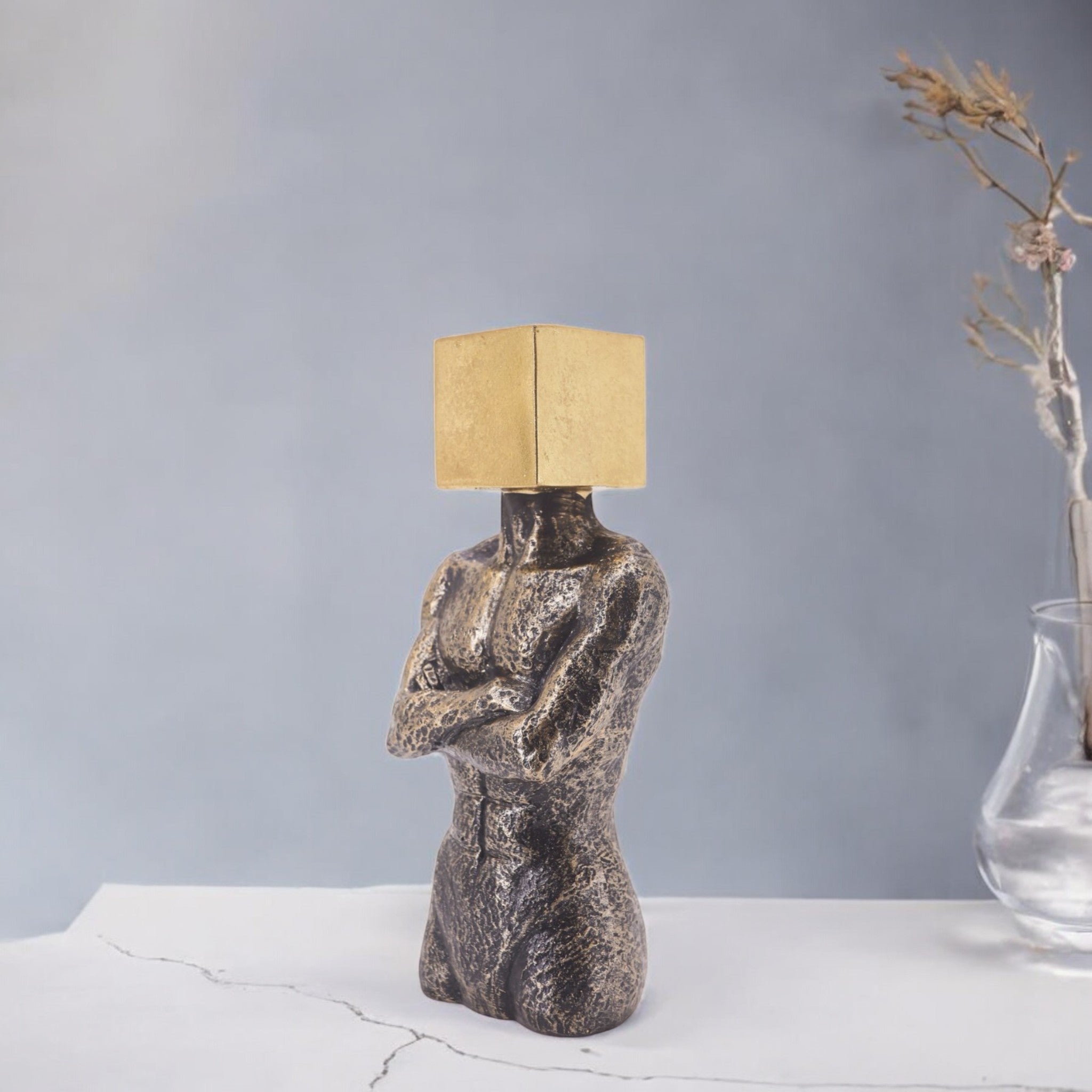 Modern Man Torso Sculpture | Contemporary Bronze Art | Divine Dekor