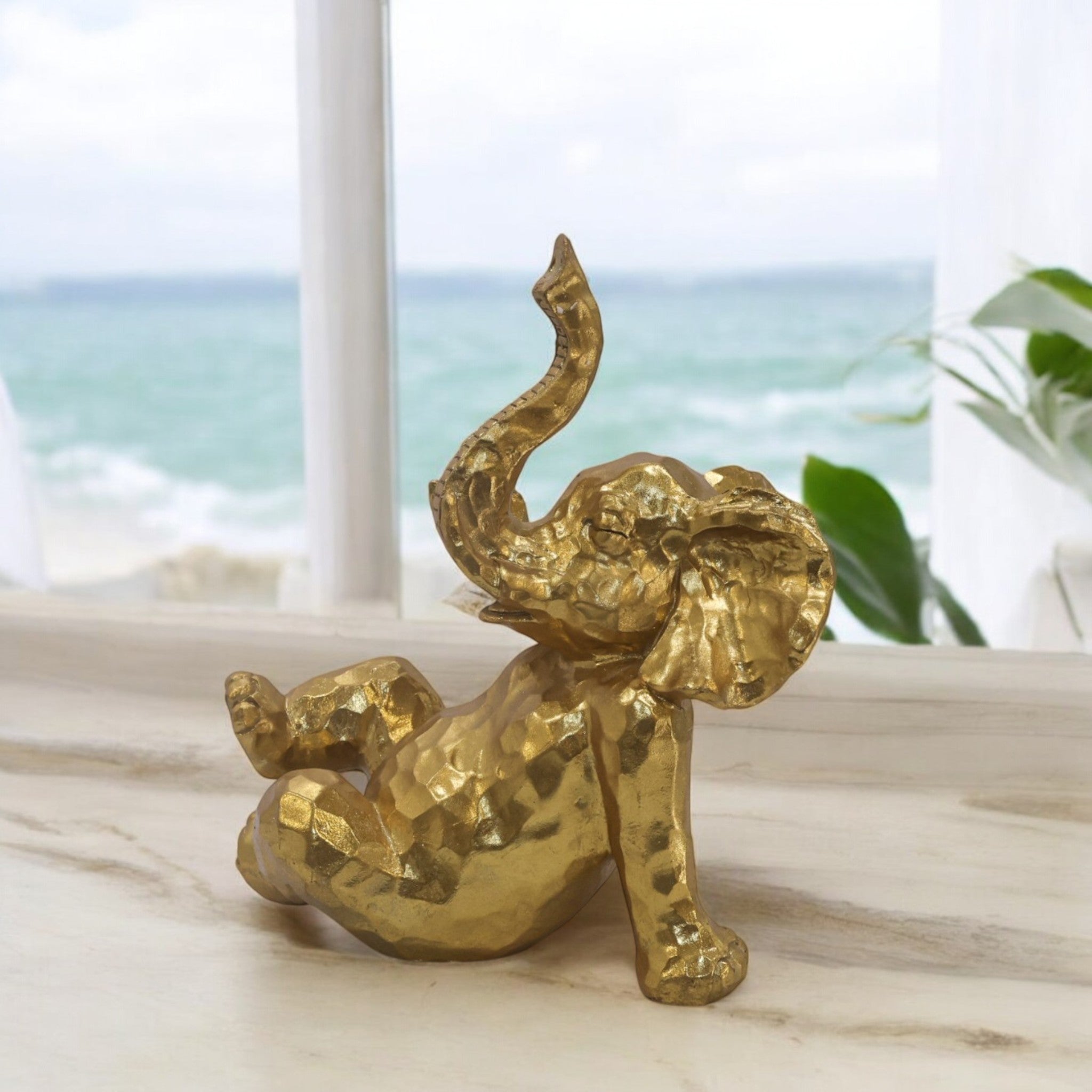 Playful Golden Elephant | Joyful Lucky Decor | Divine Dekor