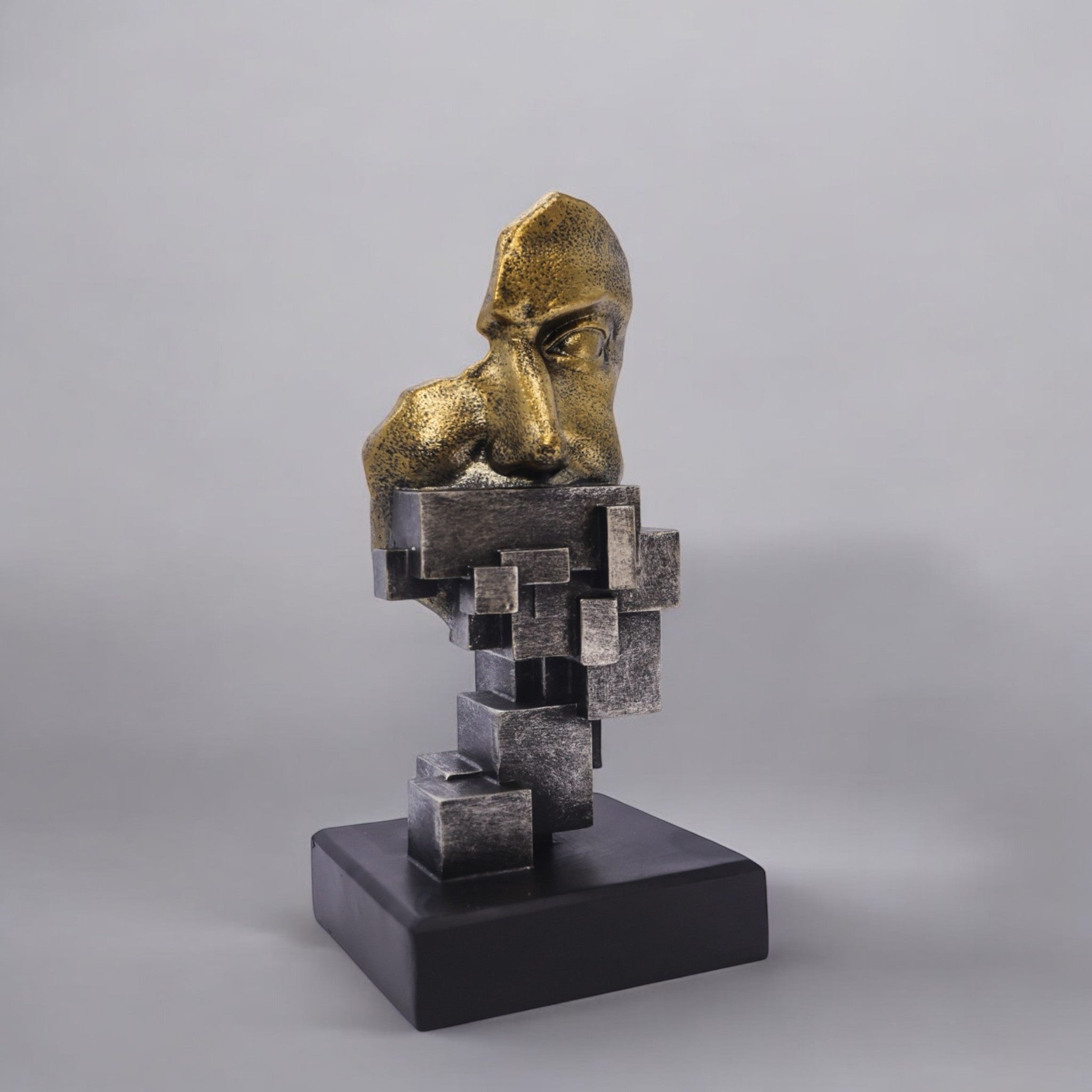 Modern Abstract Face | Contemporary Gold Black Art | Divine Dekor