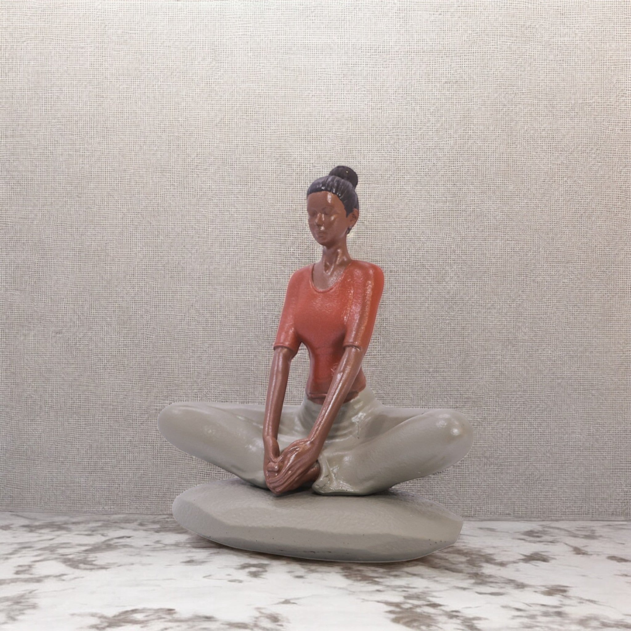 Divine Dekor’s Butterfly Pose Yoga Sculpture 16cm | Coral & White Meditation Art | Modern Wellness Decor | Divine Dekor