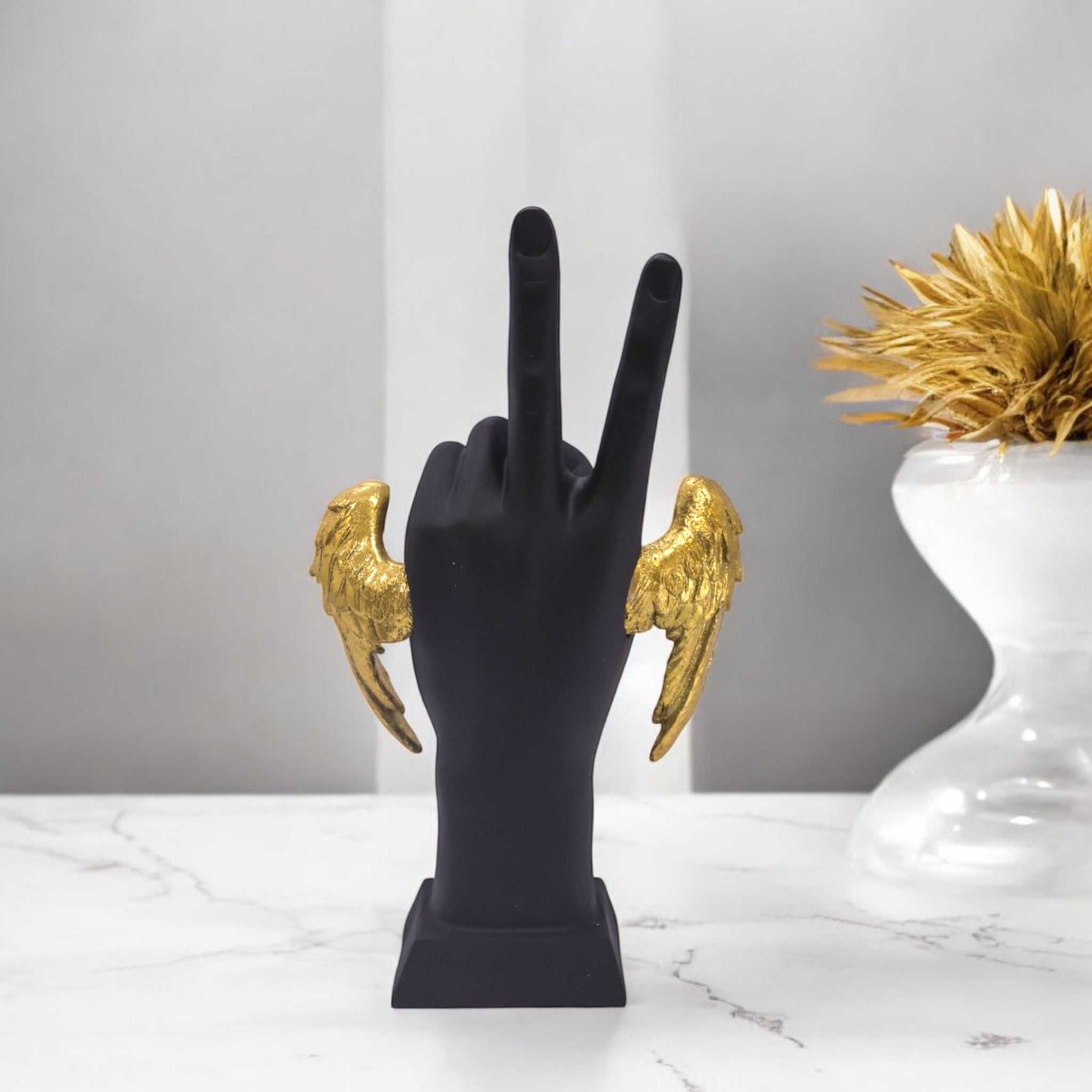 Peace Victory Hand Sculpture | Angel Wings Art Decor | Divine Dekor