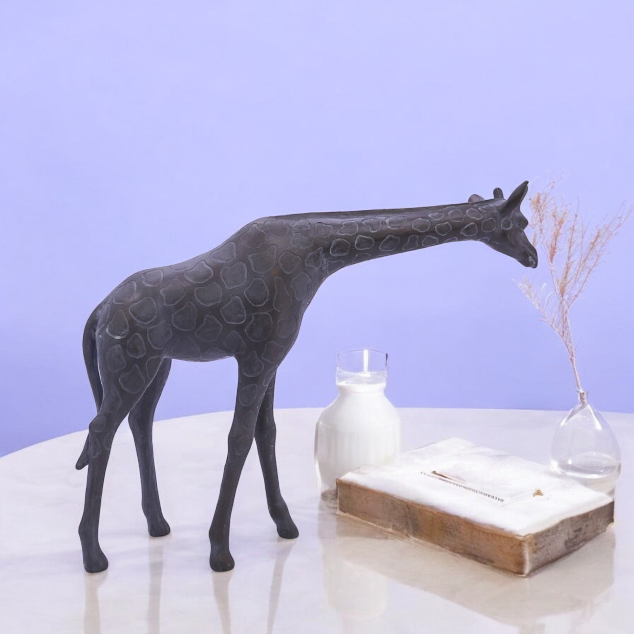 Handcrafted Resin Giraffe Sculpture | Modern African Safari Home Decor | 28.5cm