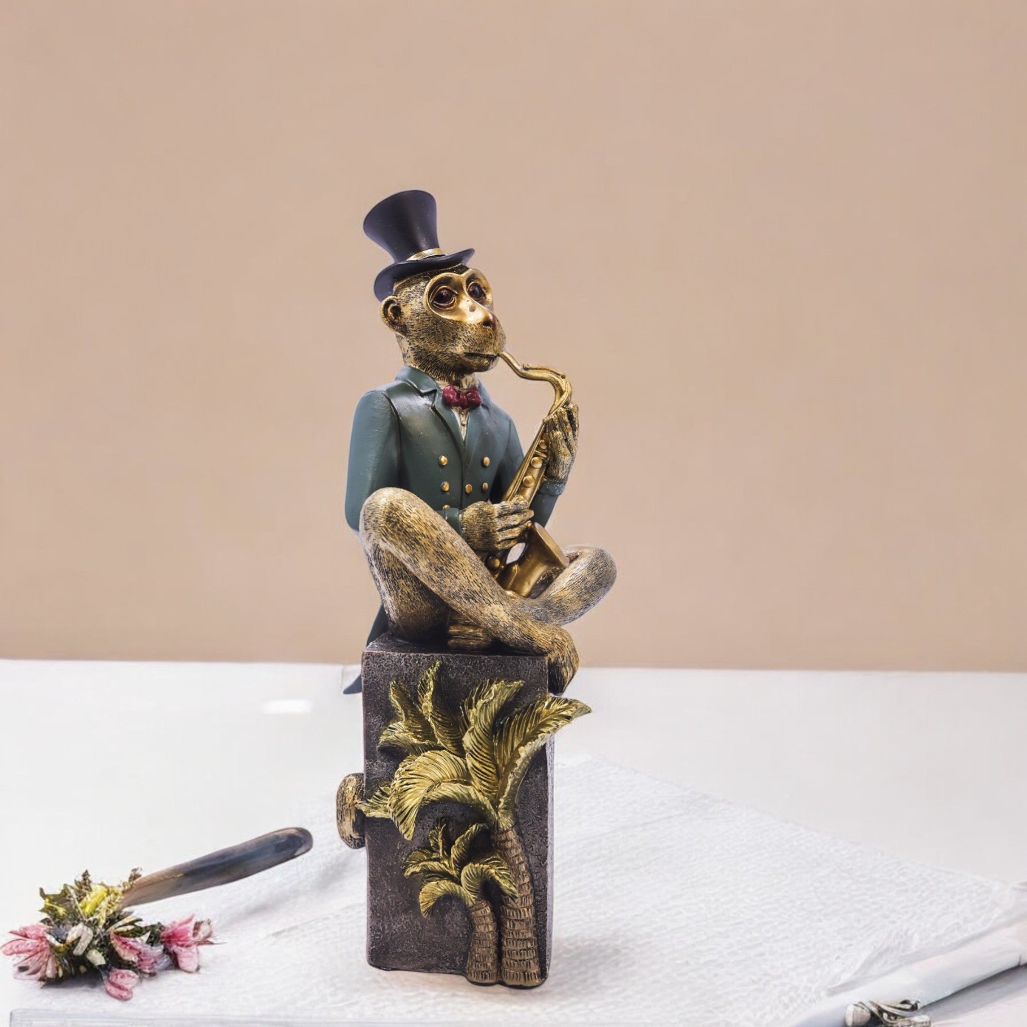 Dapper Monkey Sculpture | Whimsical Character Art | Divine Dekor