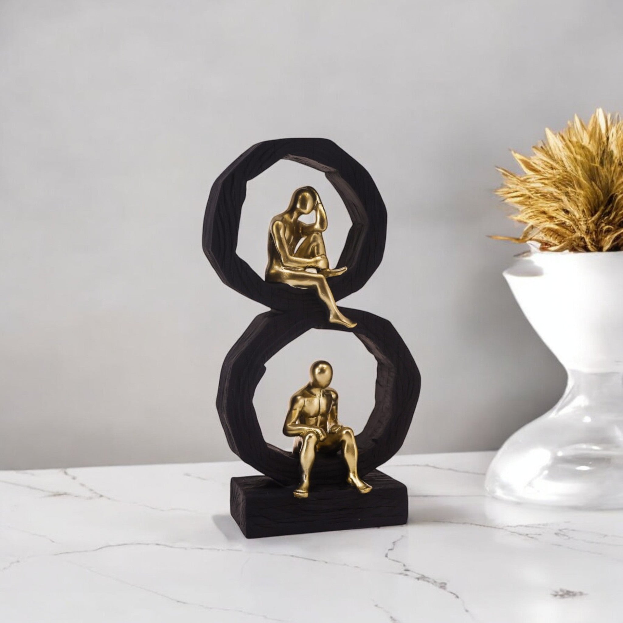 Golden Infinity Balance Sculpture | Modern Figure Art | Divine Dekor