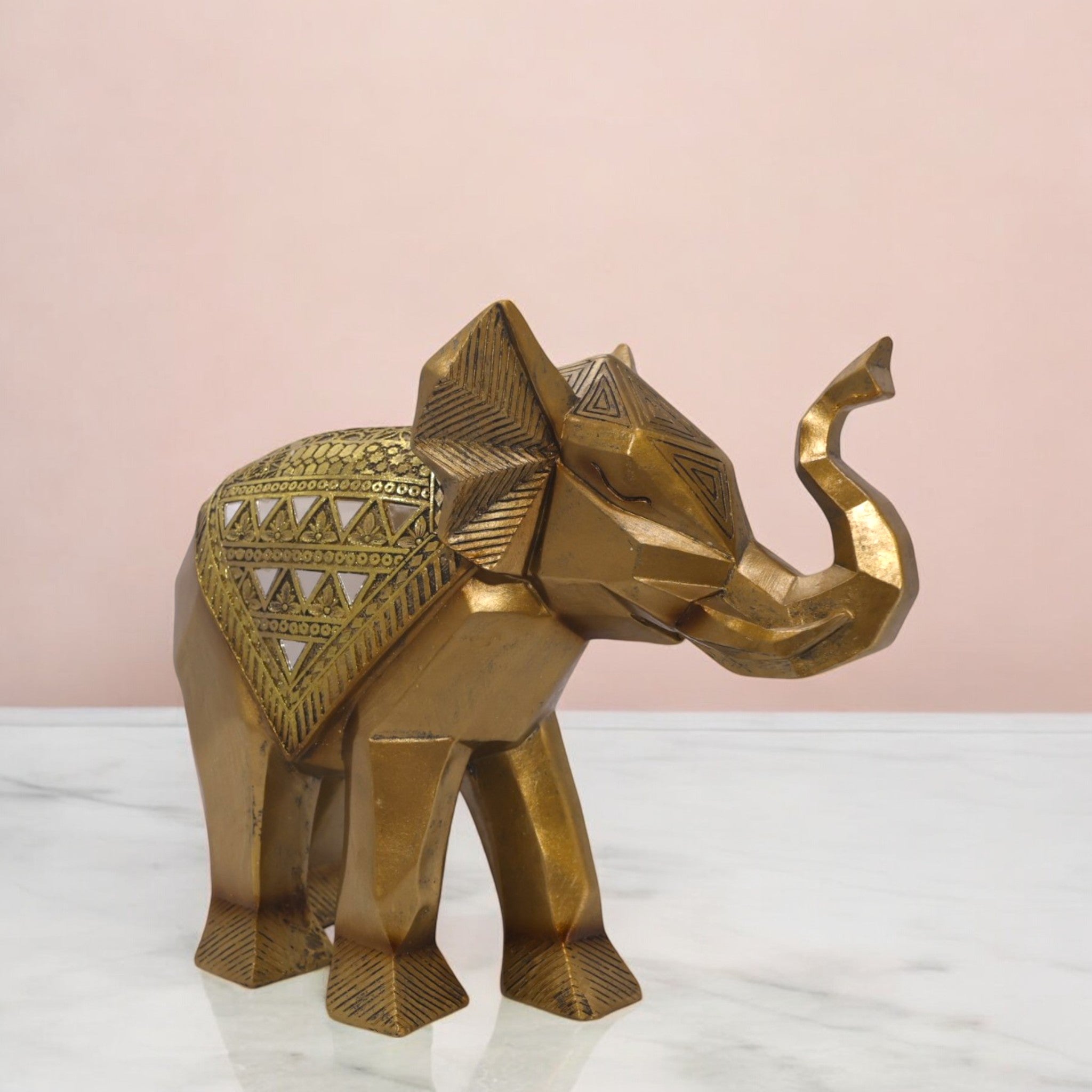 Luxury Golden Elephant Sculpture | Royal Indian Decor | 31cm Prosperity Statue