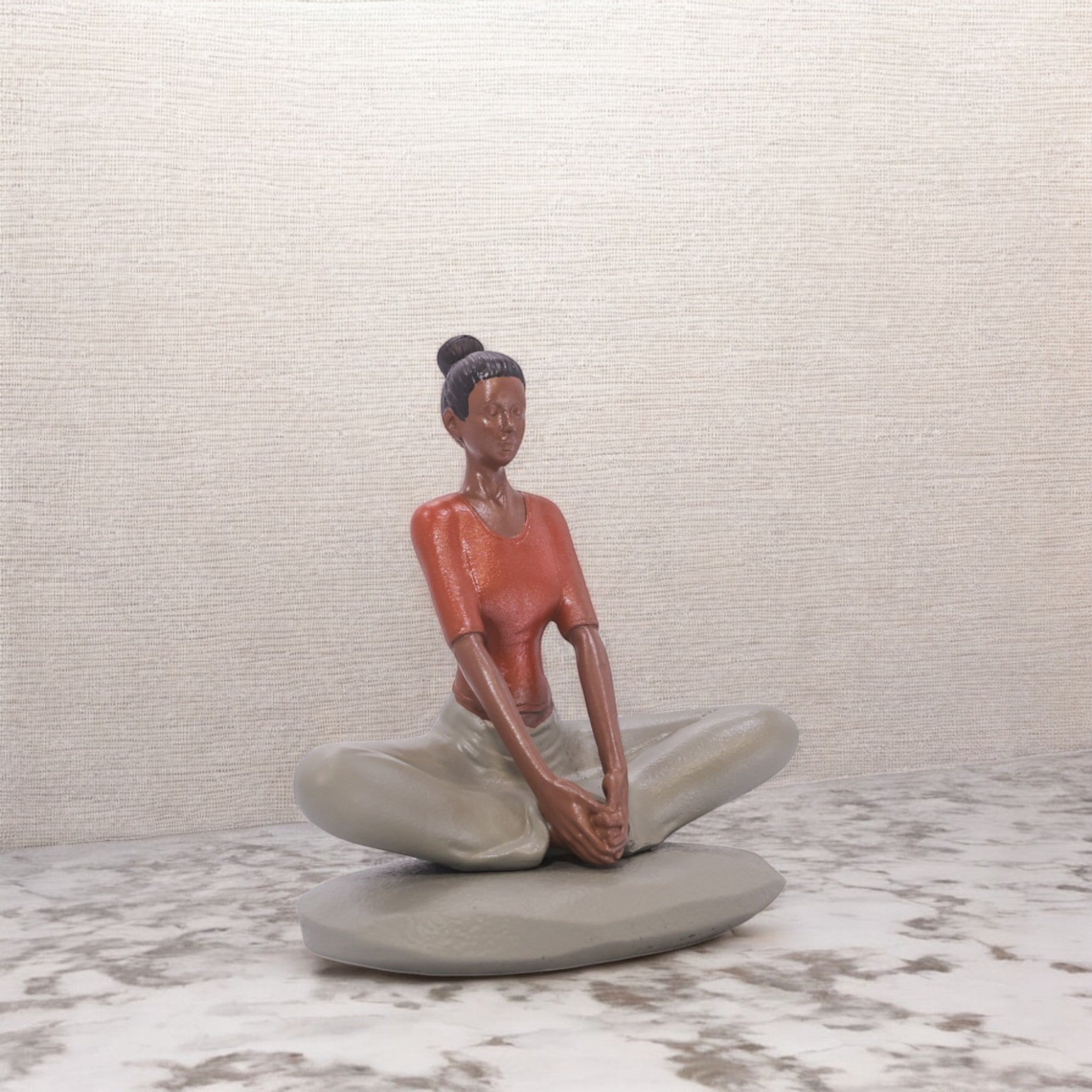 Divine Dekor’s Butterfly Pose Yoga Sculpture 16cm | Coral & White Meditation Art | Modern Wellness Decor | Divine Dekor